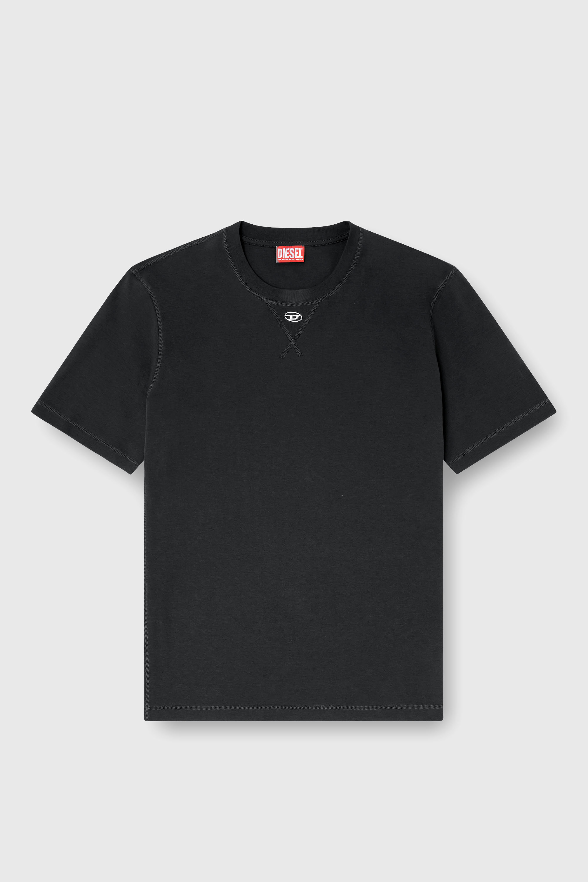 Diesel - T-MADJUST-TR, Man's Regular T-shirt with crew neck and Oval D in Black - 2