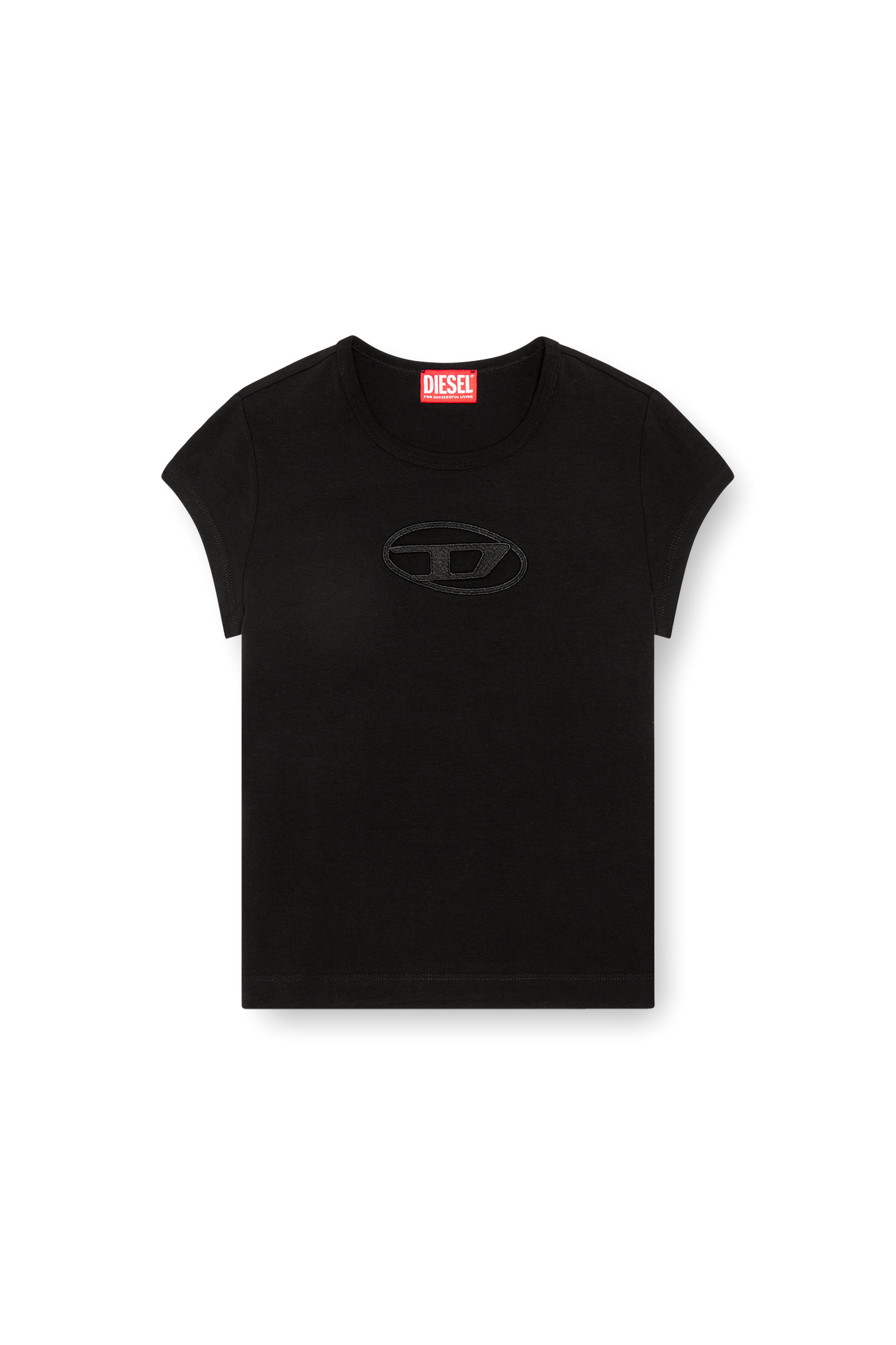 Diesel - T-ANGIE, Woman T-shirt with peekaboo logo in Black - Image 3
