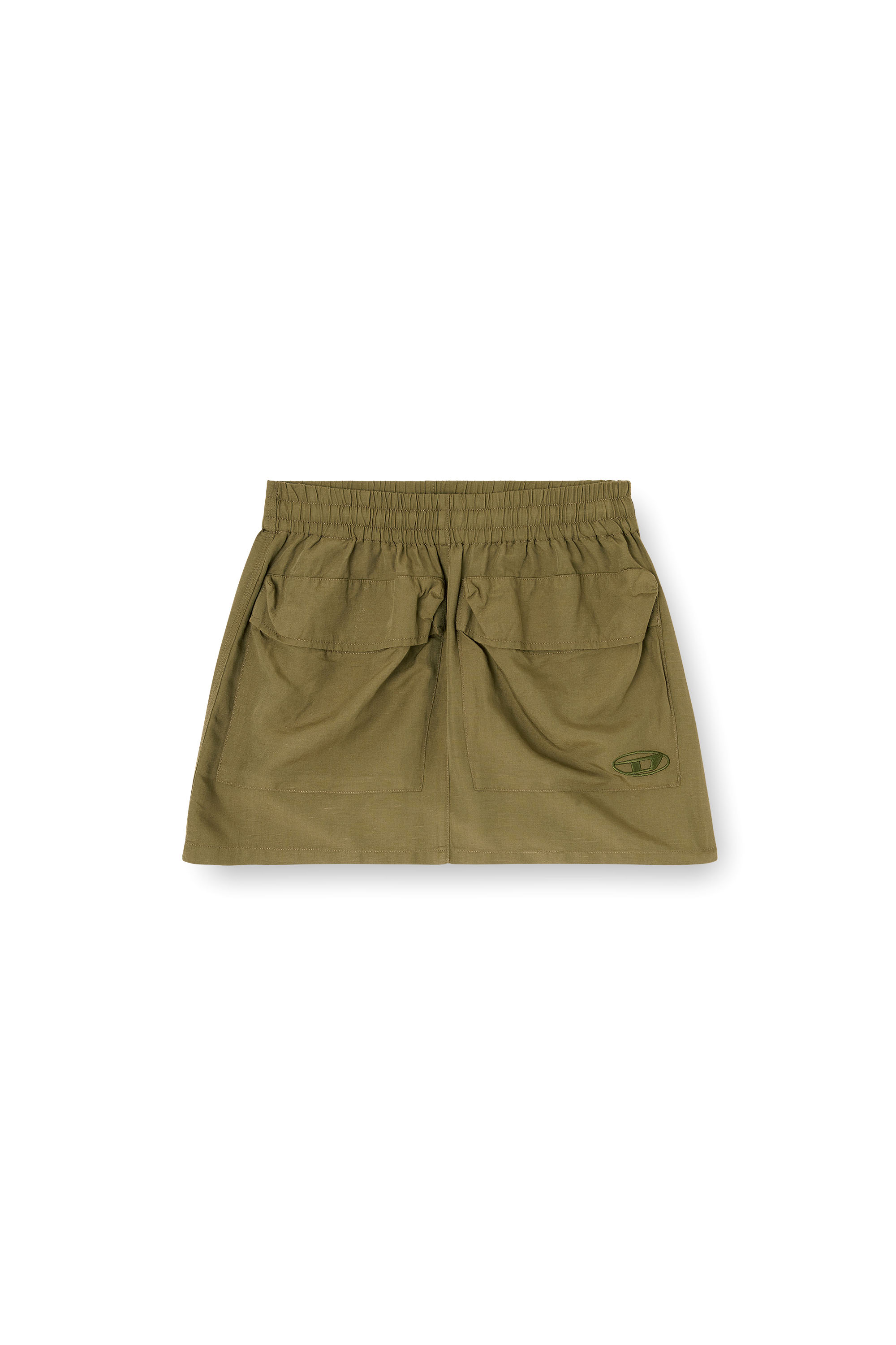 Diesel - O-CEAN-S2, Woman's Linen-blend mini skirt with cargo pockets in Green - 3