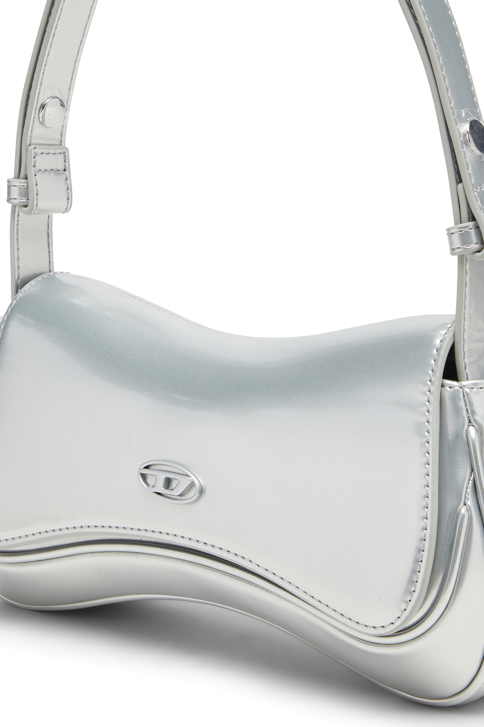 Diesel - PLAY CLUTCH, Woman's Play-Clutch in metallic PU in Silver - 5