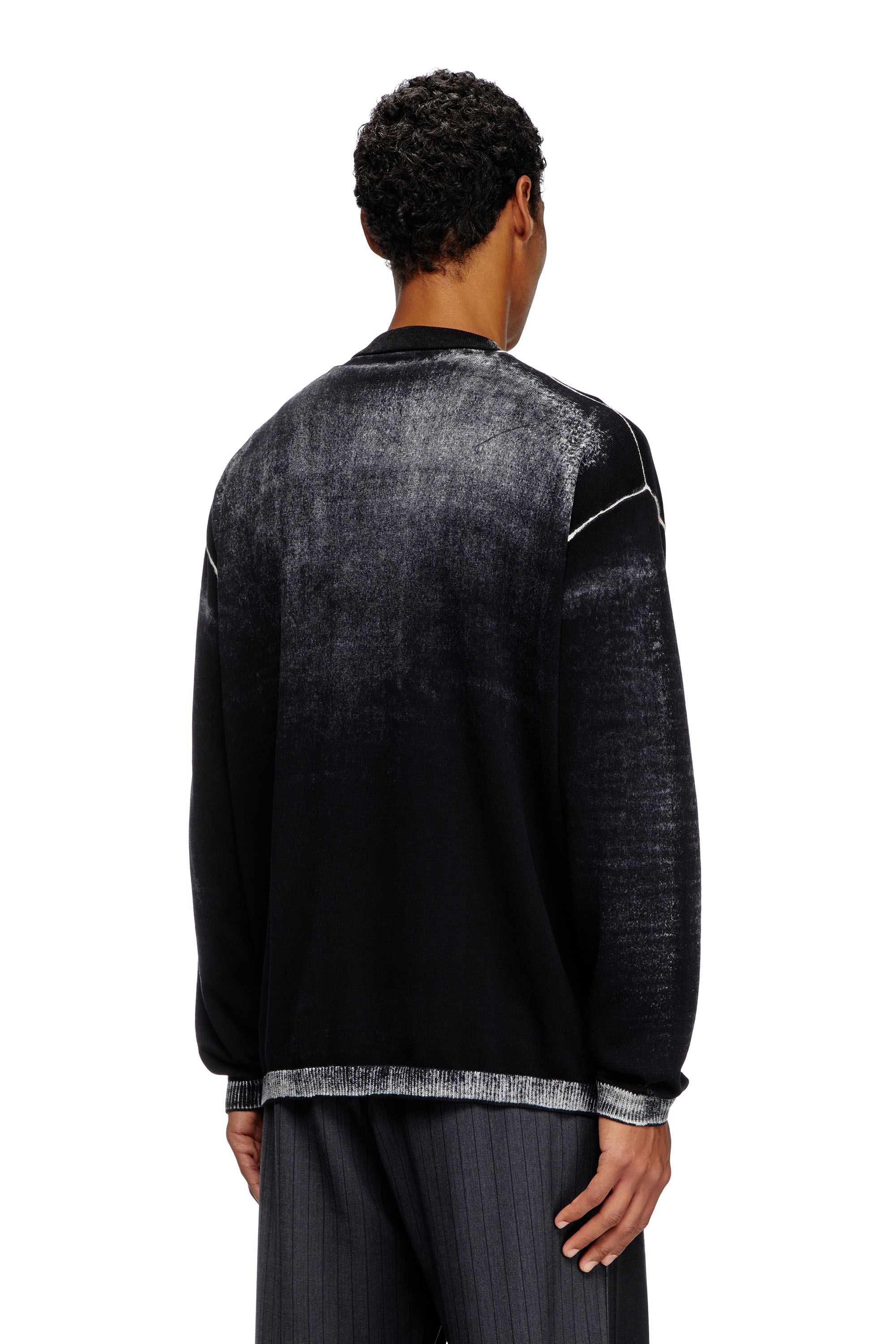 Diesel - K-LARENCE-CARDIGAN-B, Man's Reverse-print cotton cardigan in Black - 4