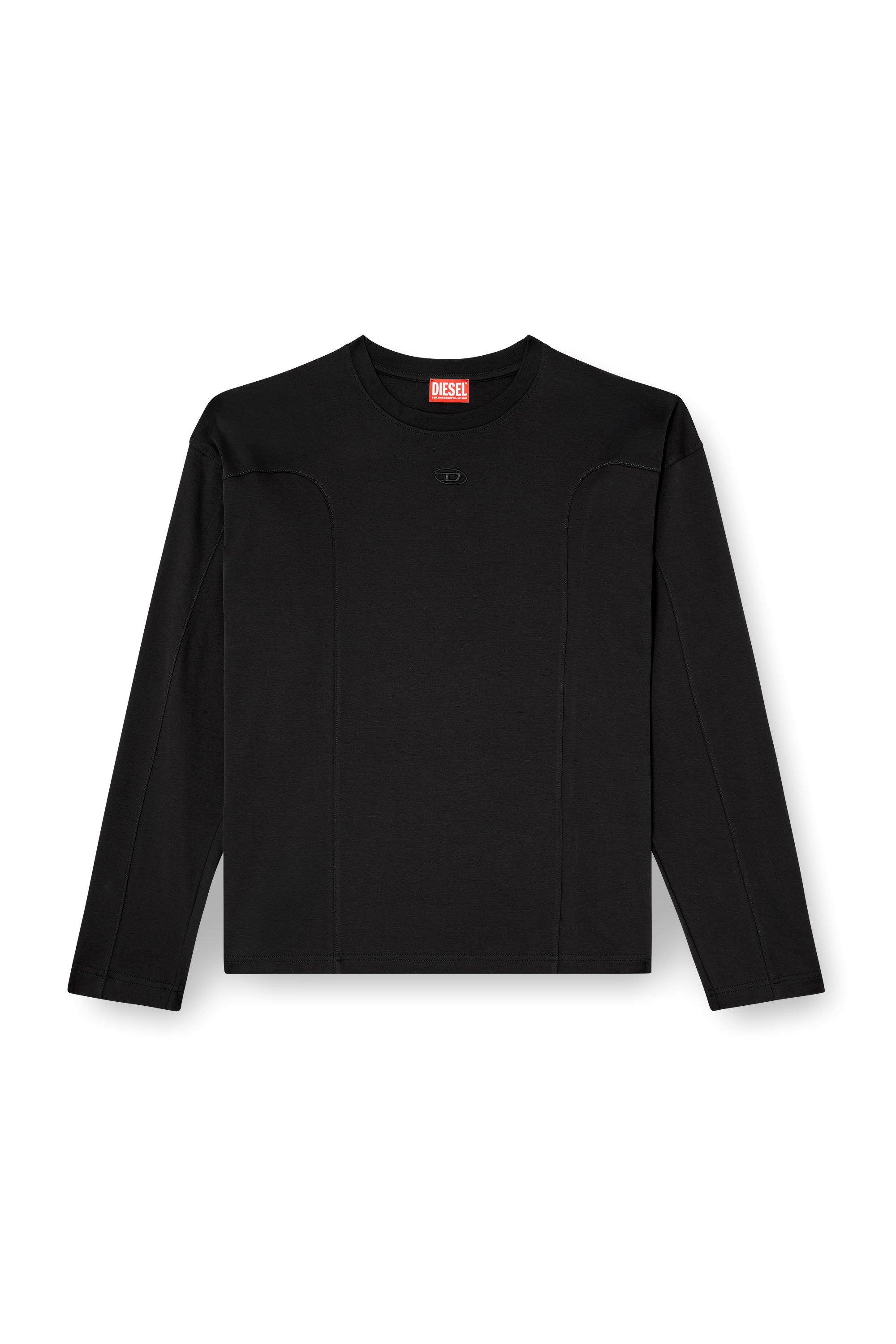Diesel - T-BOXT-LS-INT, Man's Long-sleeve T-shirt with panels in Black - 3