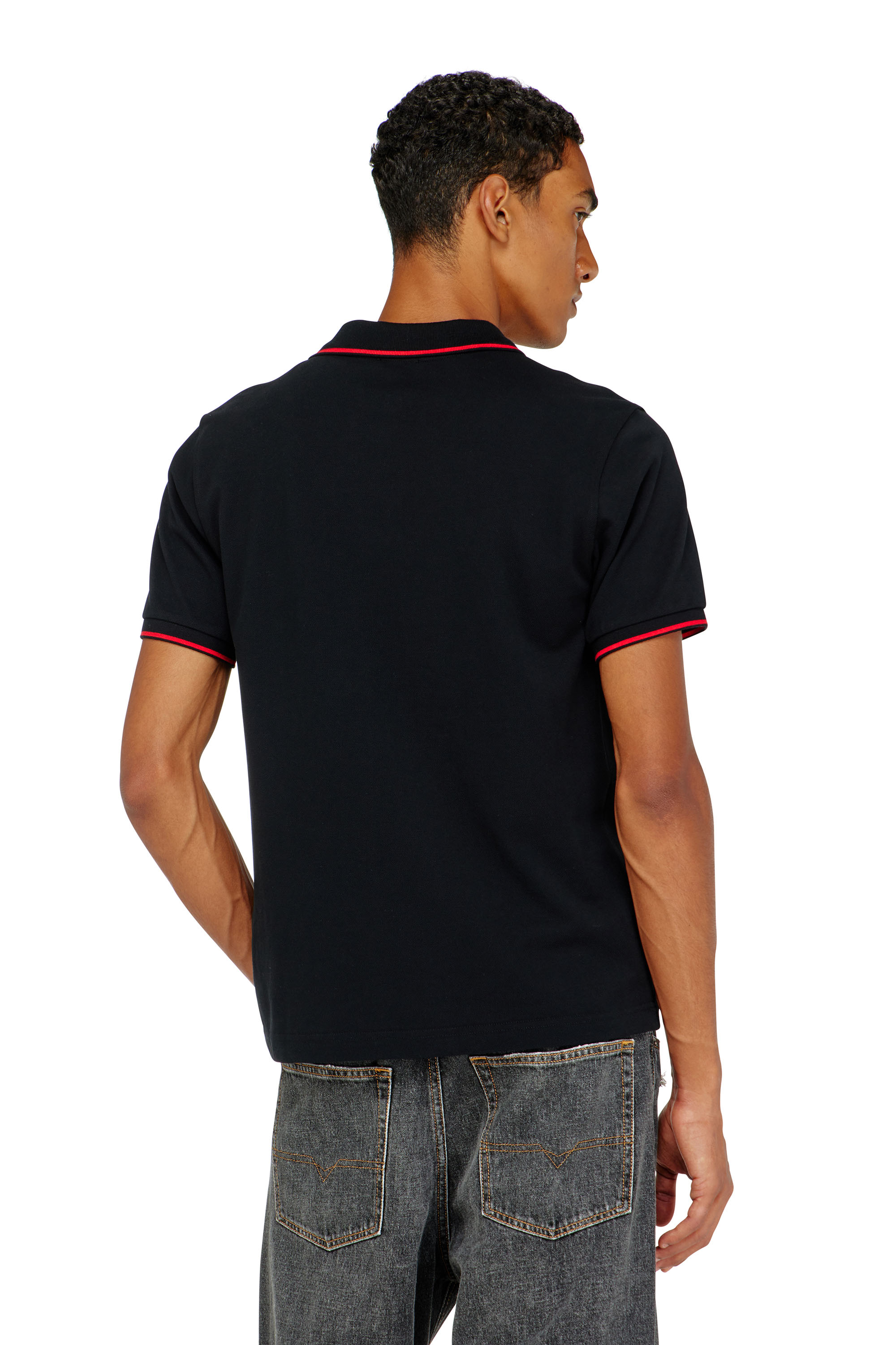Diesel - T-FERRY-MICRODIV, Man's Polo shirt with micro Diesel embroidery in Black - 4