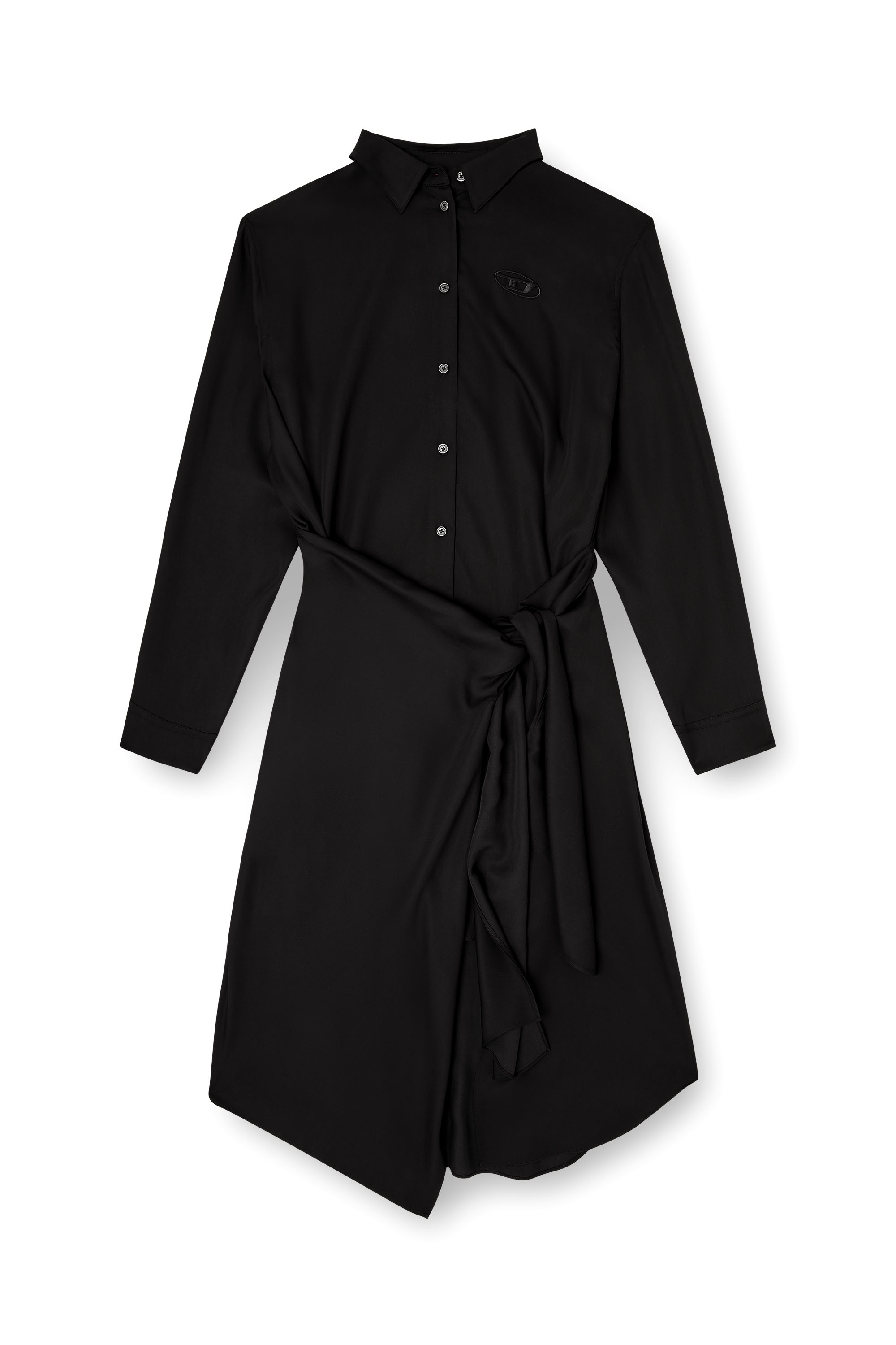 Diesel - D-ILETTA-S1, Woman's Midi shirt dress with twisted detail in Black - 1