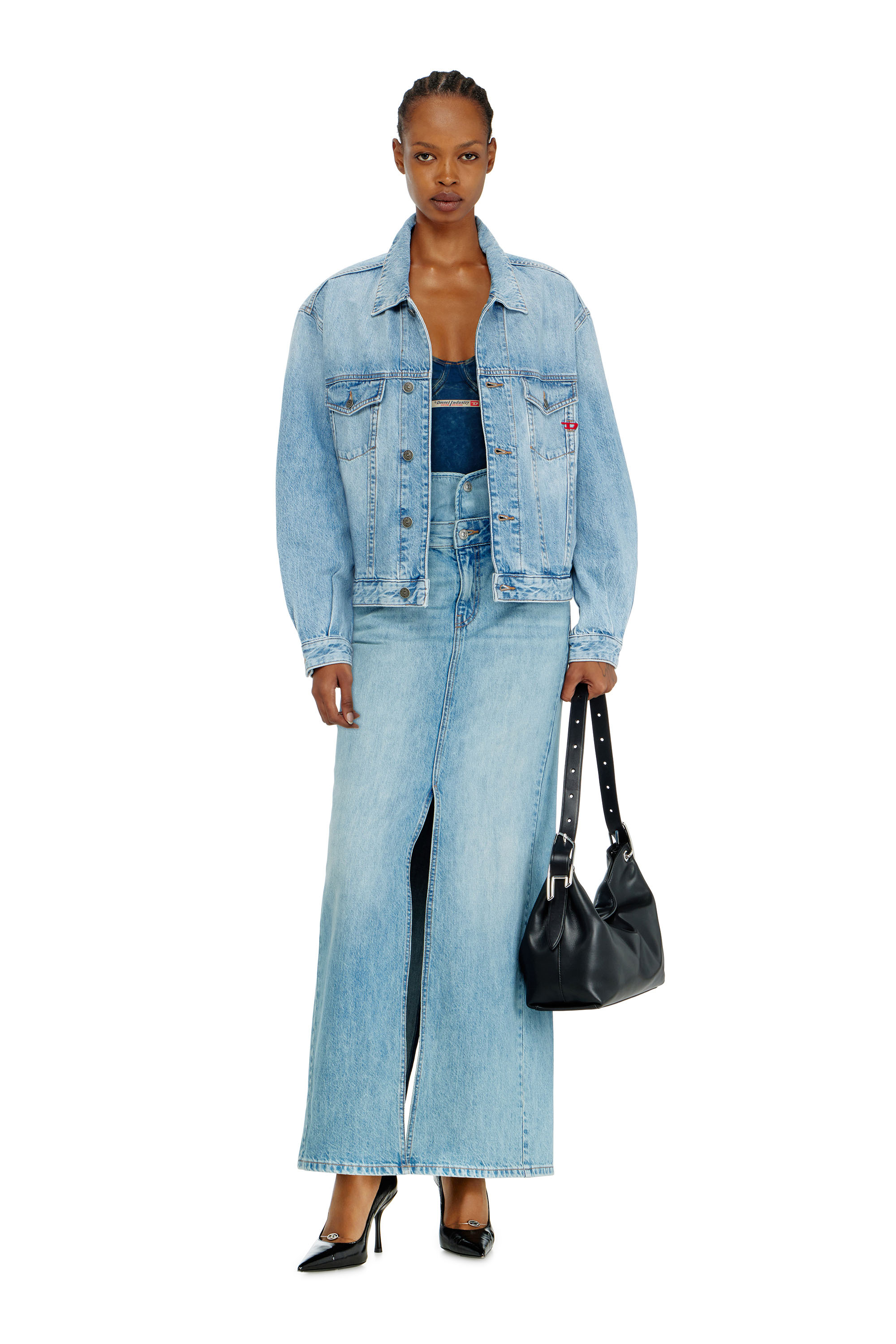 Diesel - D-RANGER, Unisex's Trucker jacket in denim in Light Blue - 2