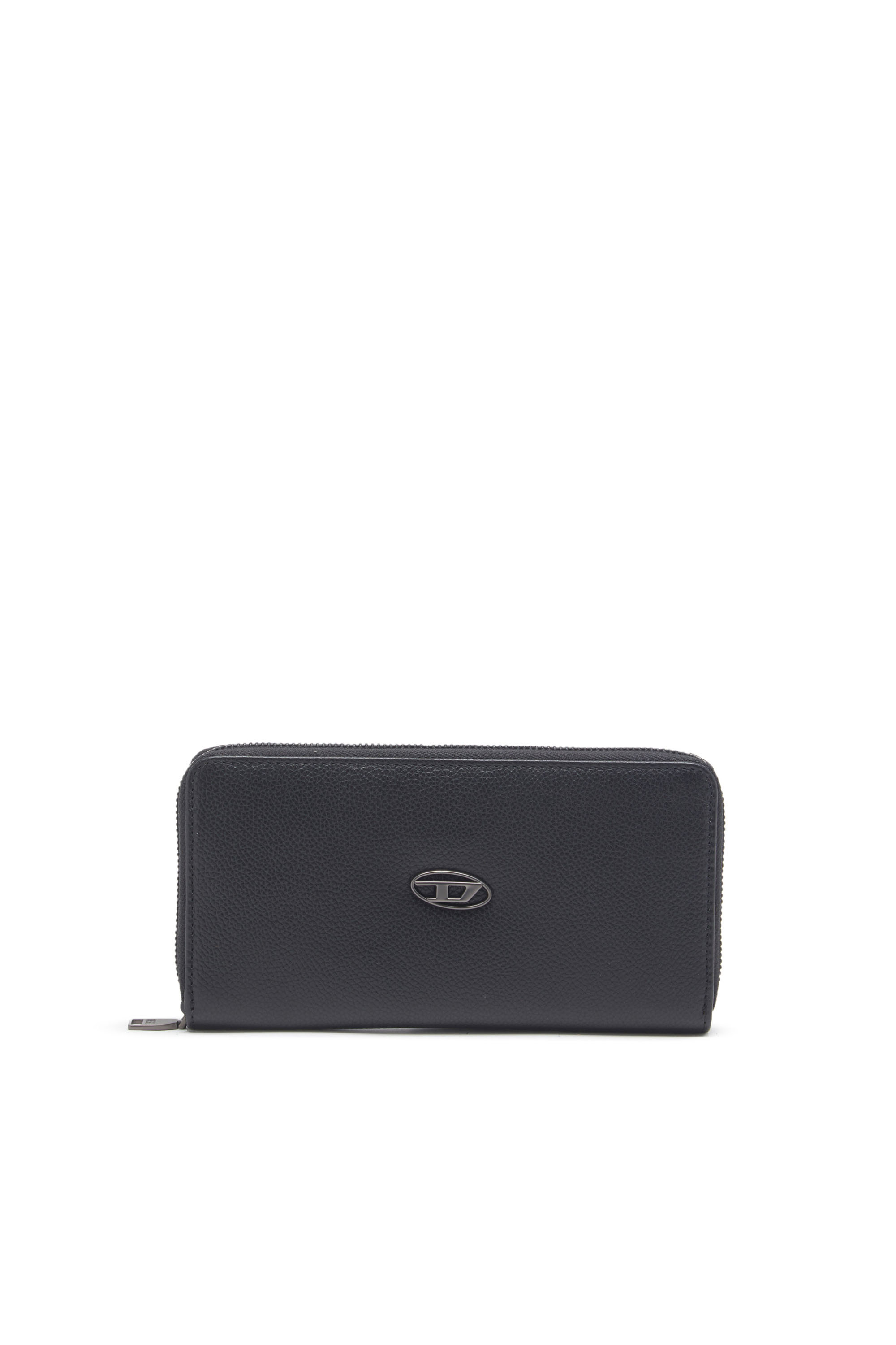 Diesel - CONTINENTAL ZIP L, Man Leather zip-around wallet with logo plaque in Black - Image 1