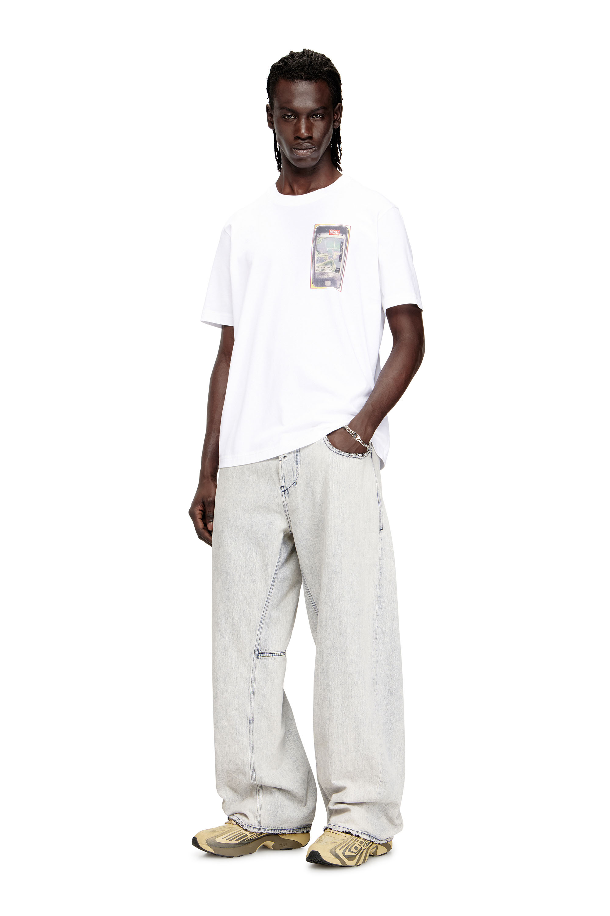 Diesel - T-ADJUST-V1, Man's Regular cotton T-shirt with digital print in White - 2