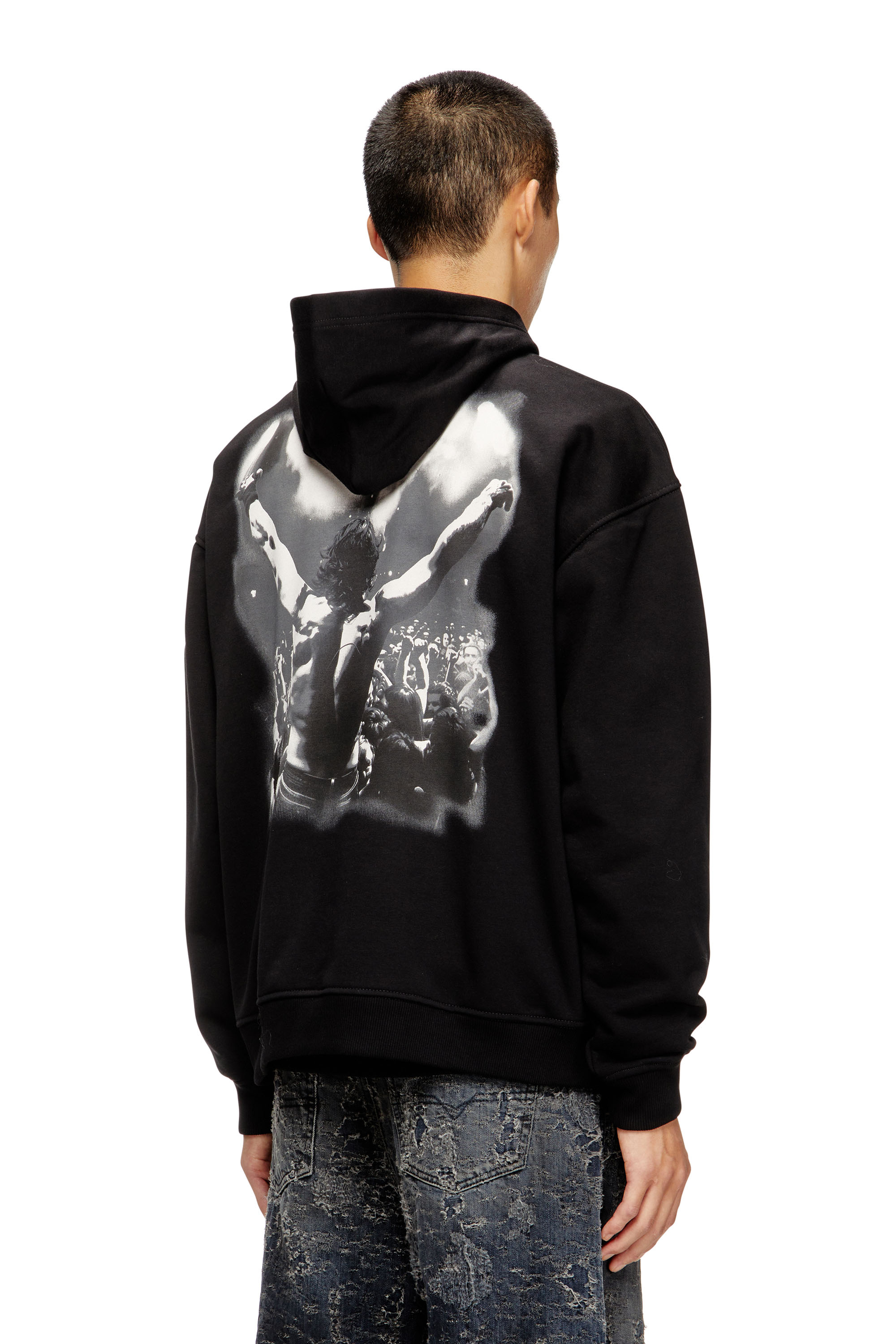 Diesel - S-BOXT-HOOD-T5, Man's Cotton hoodie with back print in Black - 4