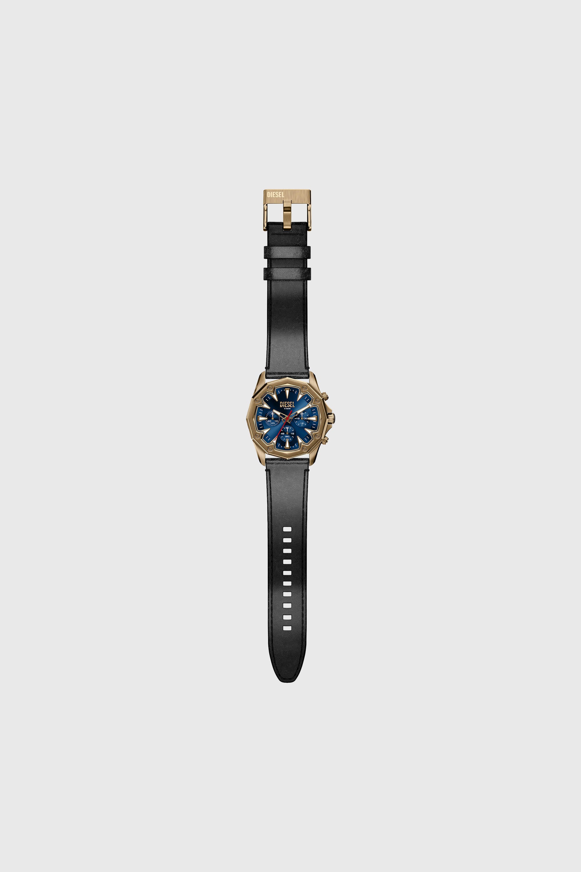 Diesel - DZ4733 WATCH, Man's Stinger antique gold-tone leather watch in Black - 2