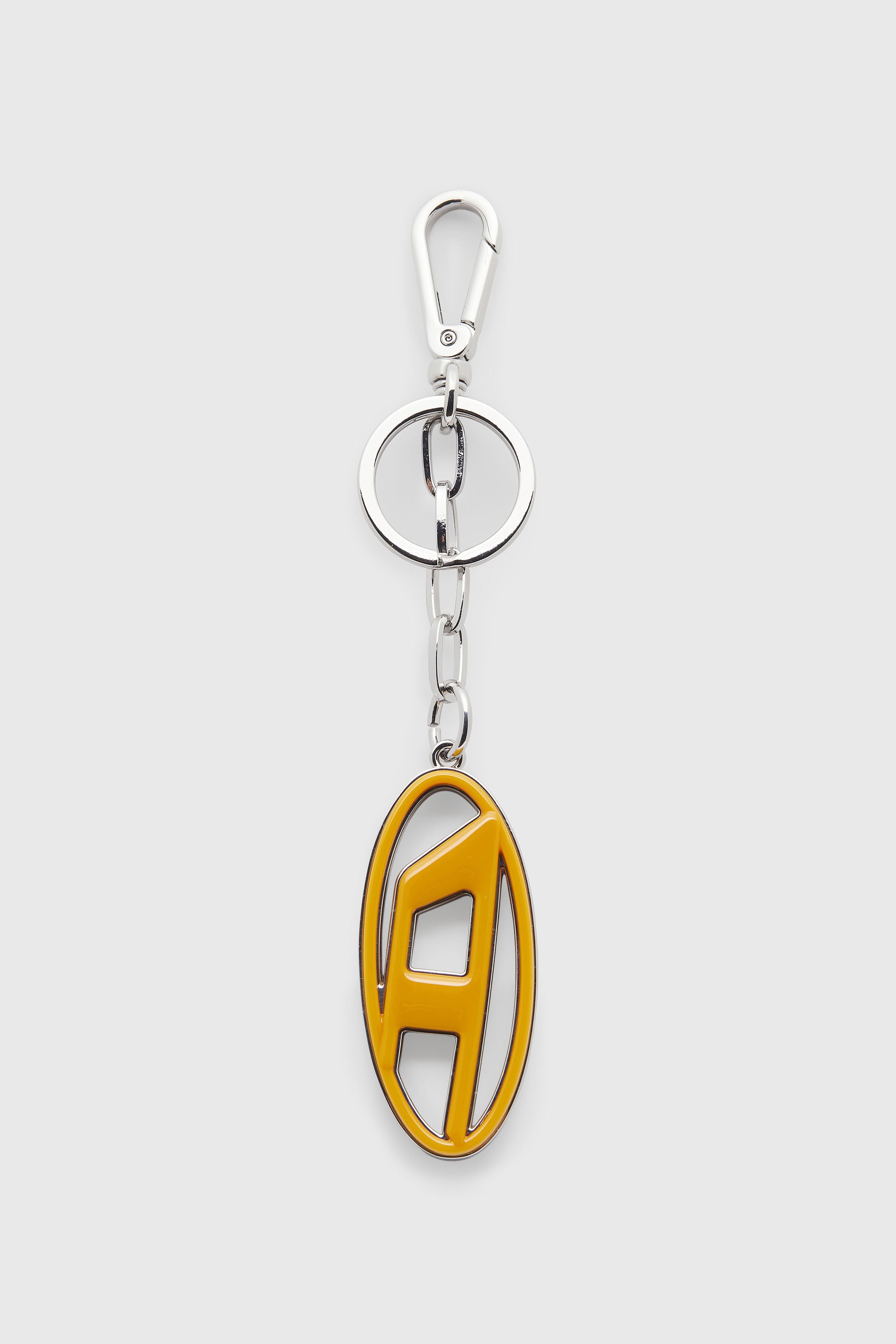 Diesel - CAGE-D LAYER, Man's Metal and resin Oval D keyring in Orange/Black - 1