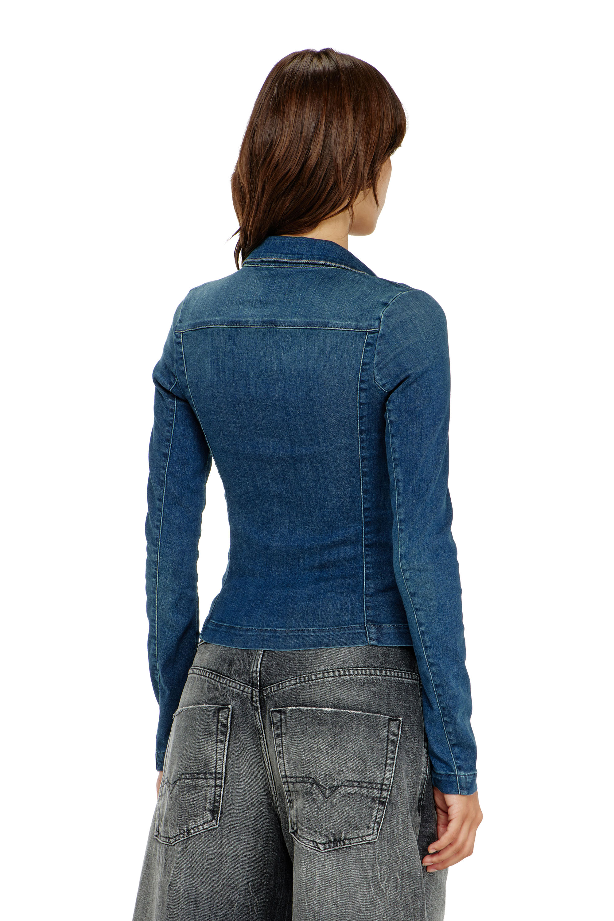 Diesel - DE-QUINOR-S1, Woman's Full-zip shirt in denim in Medium blue - 4
