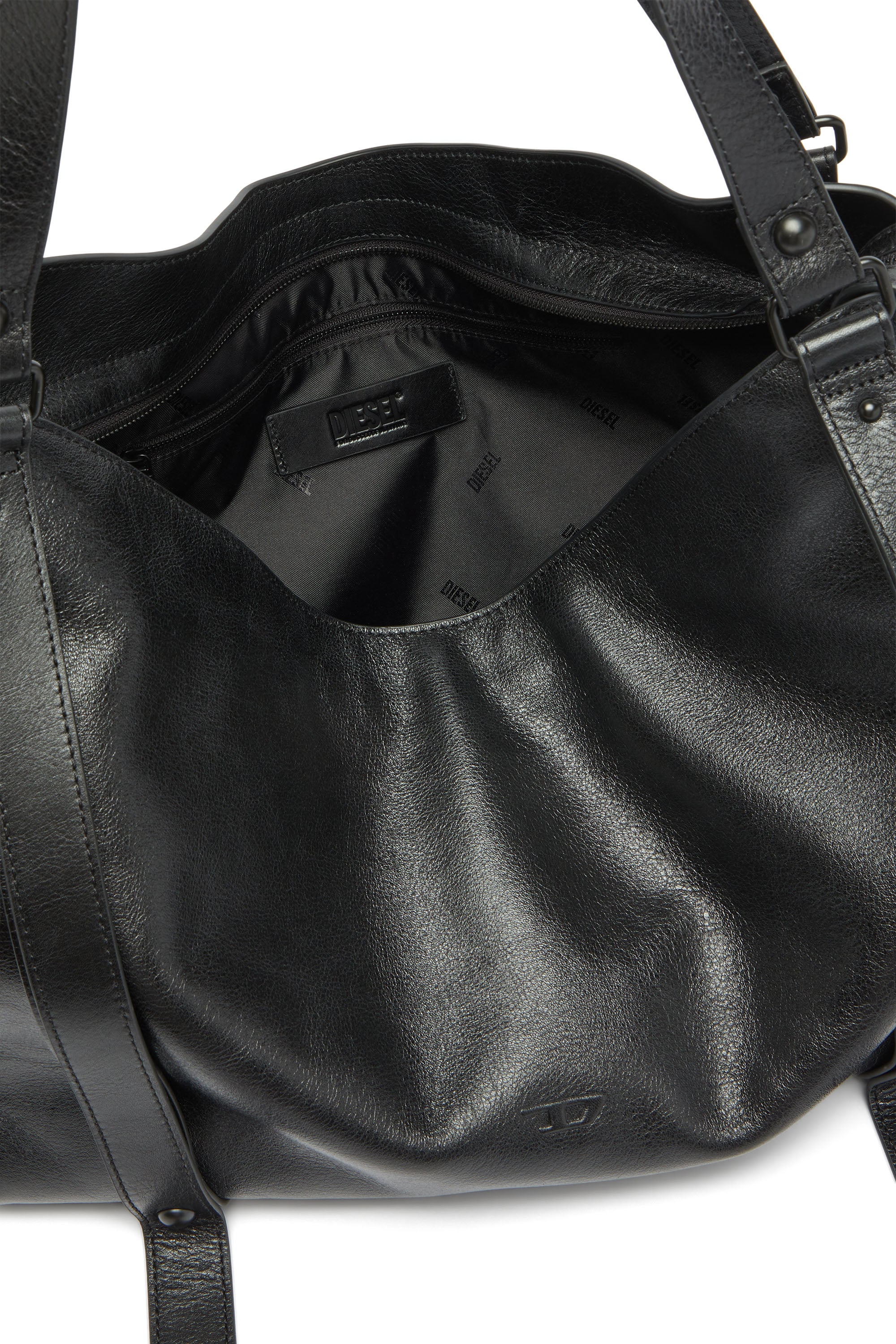 Diesel - D-ONE TOPHANDLE L, Unisex's D-One-Large top-handle bag in leather in Black - 4