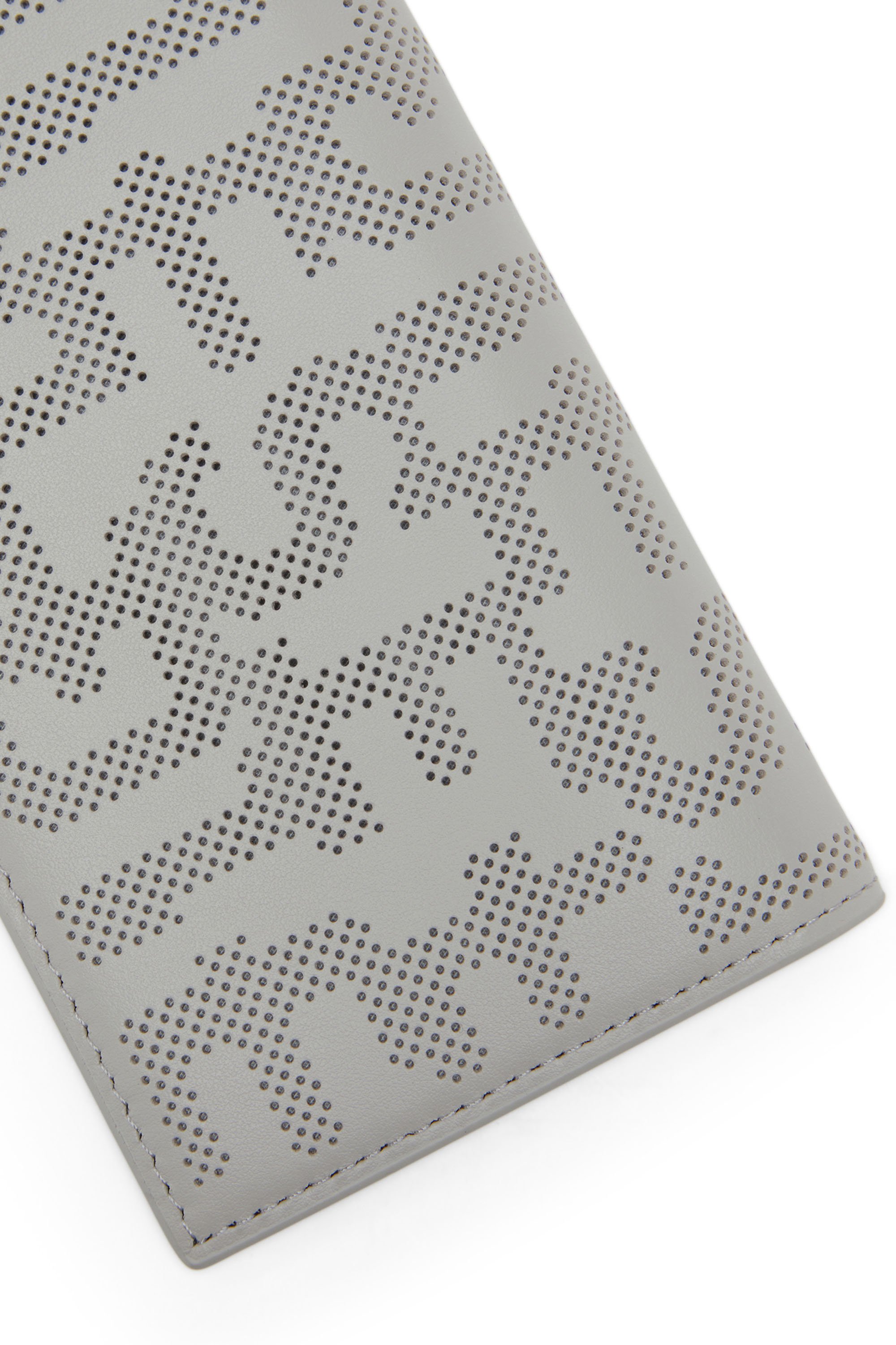 Diesel - CONTINENTAL ZIP DETACHABLE COIN CASE, Unisex Continental wallet in logo-perforated leather in Grey - Image 4