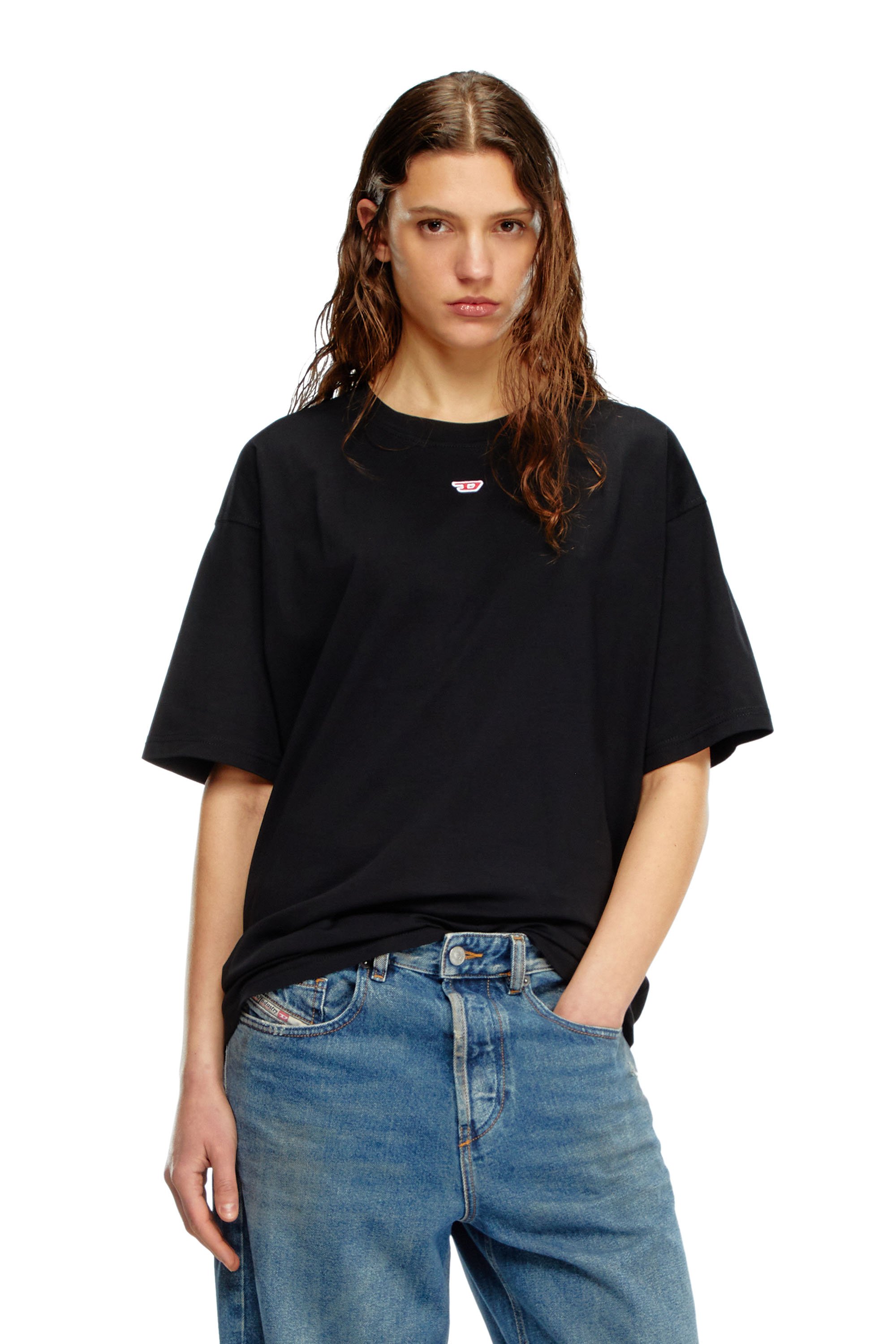 Diesel - T-BOXT-D, Unisex T-shirt with embroidered D patch in Black - Image 4