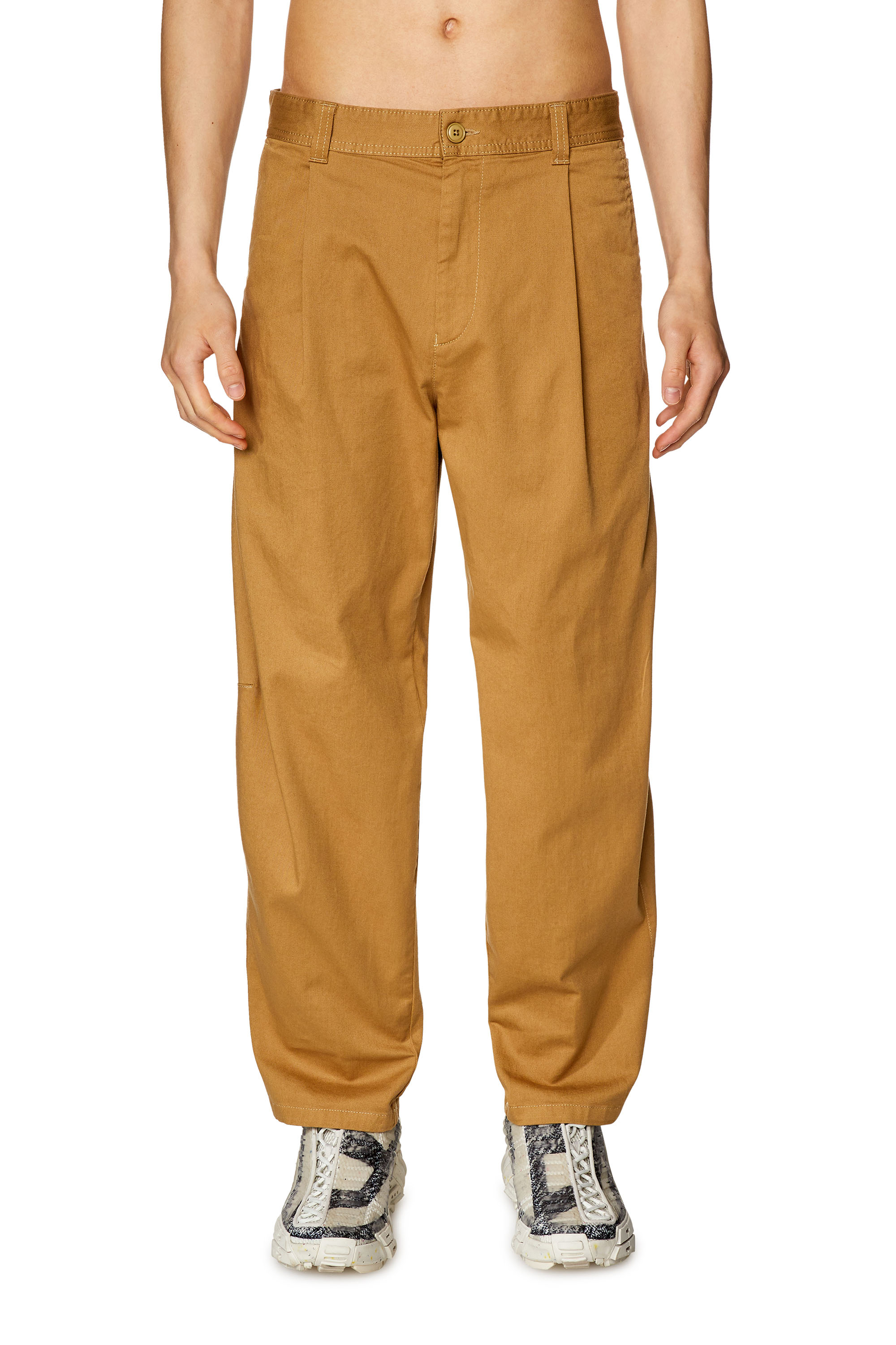 Diesel - P-ARTHUR, Man Carrot pants in cotton gabardine in Brown - Image 1