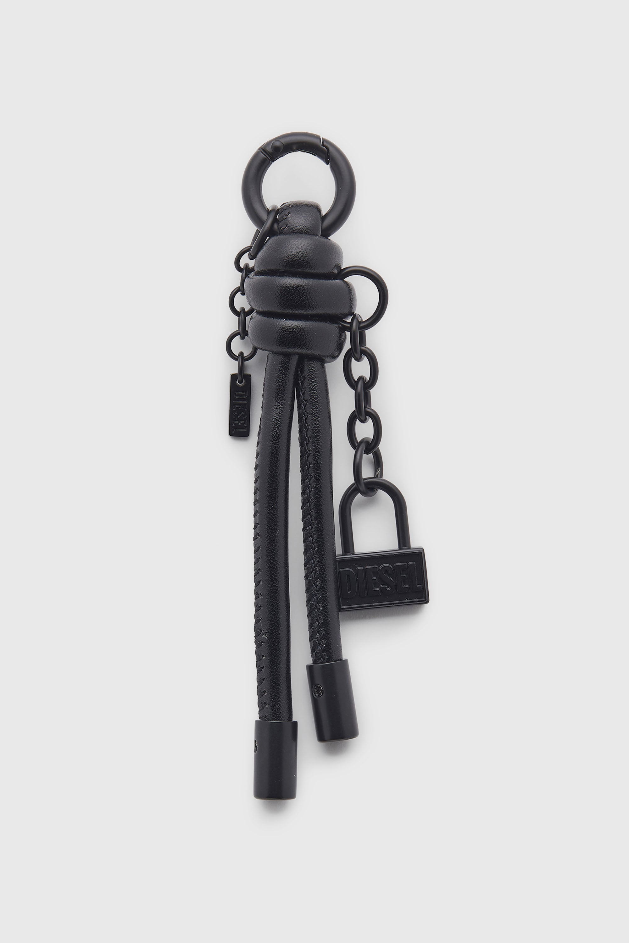 Diesel - CHARM-LOCK II, Man's Metal keyring/charm with Diesel padlock detail in Black - 1
