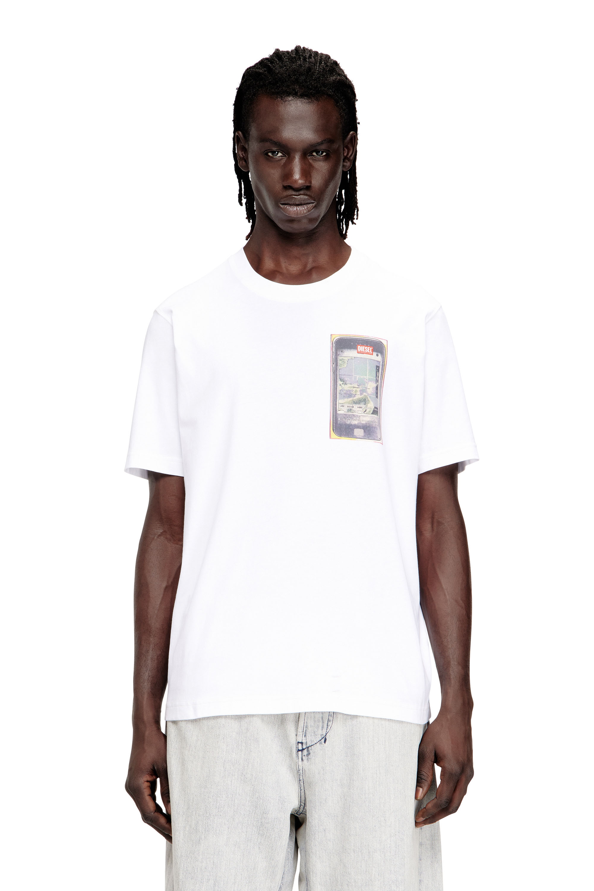 Diesel - T-ADJUST-V1, Man's Regular cotton T-shirt with digital print in White - 1