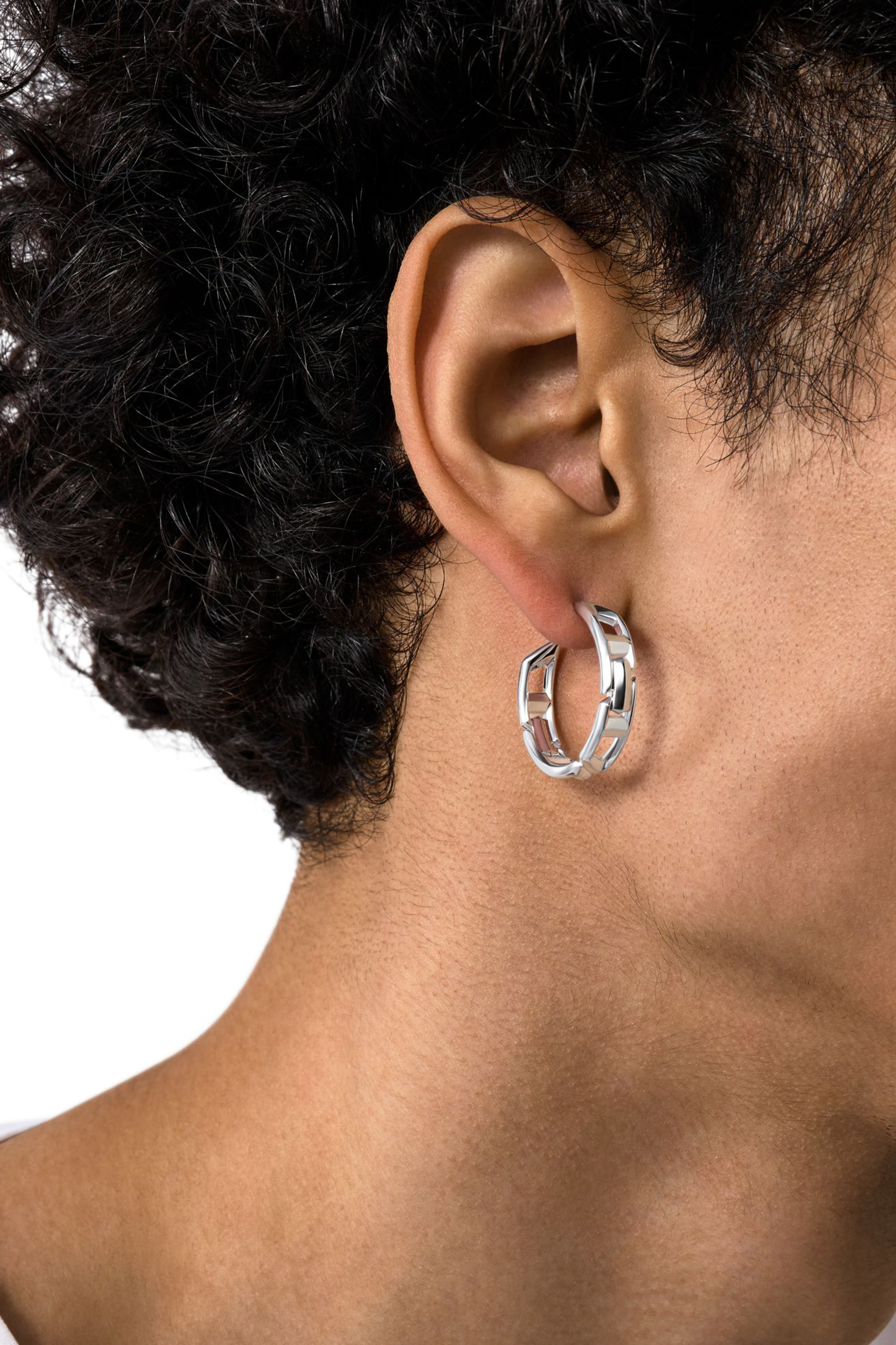 Diesel - DL1361040 STERLING SILVER JEWEL, Unisex's Sterling silver hoop earring in Silver - 3