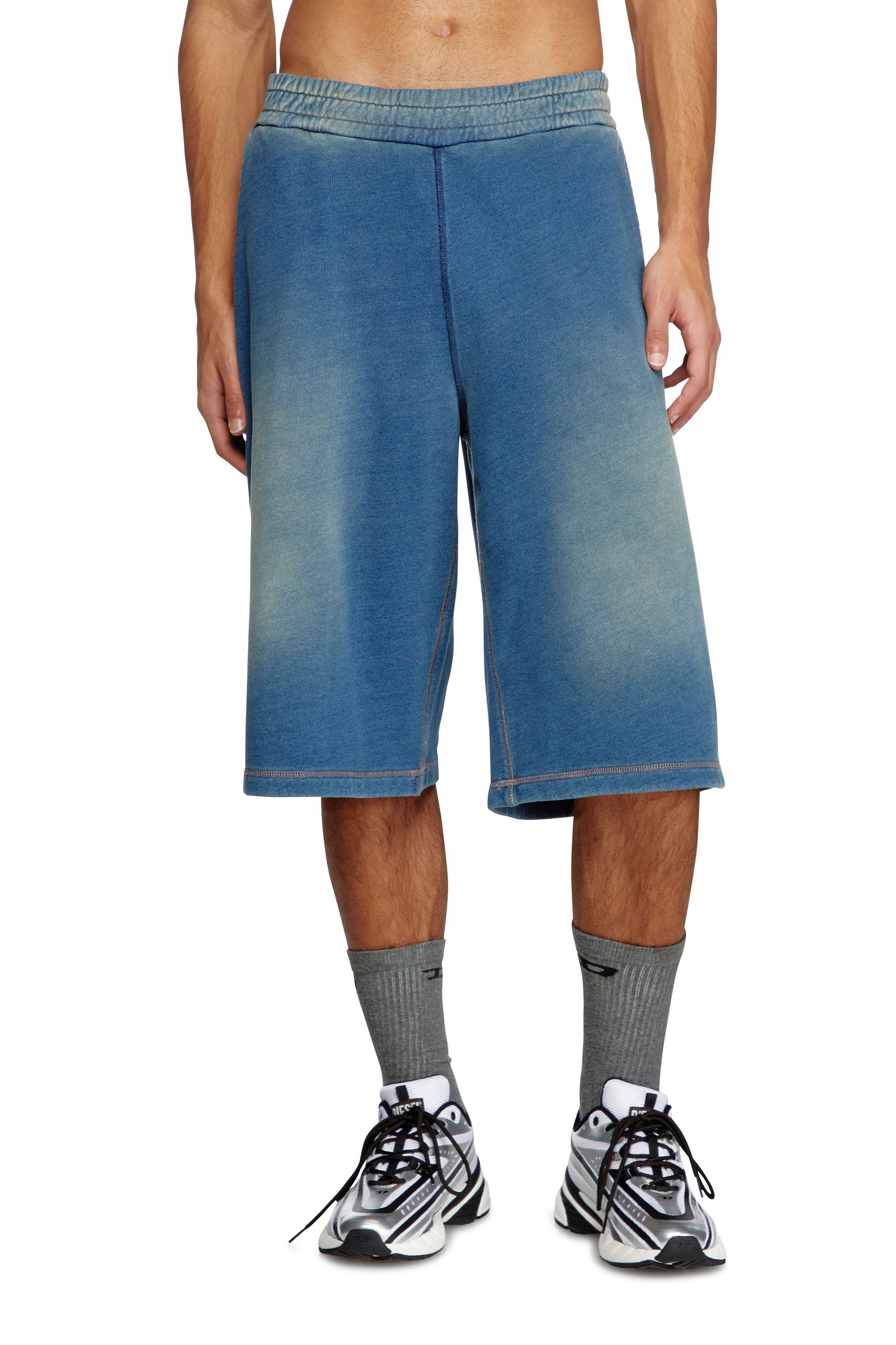 Diesel - P-CERCHIO, Man's Faded indigo sweat shorts in Blue - 2