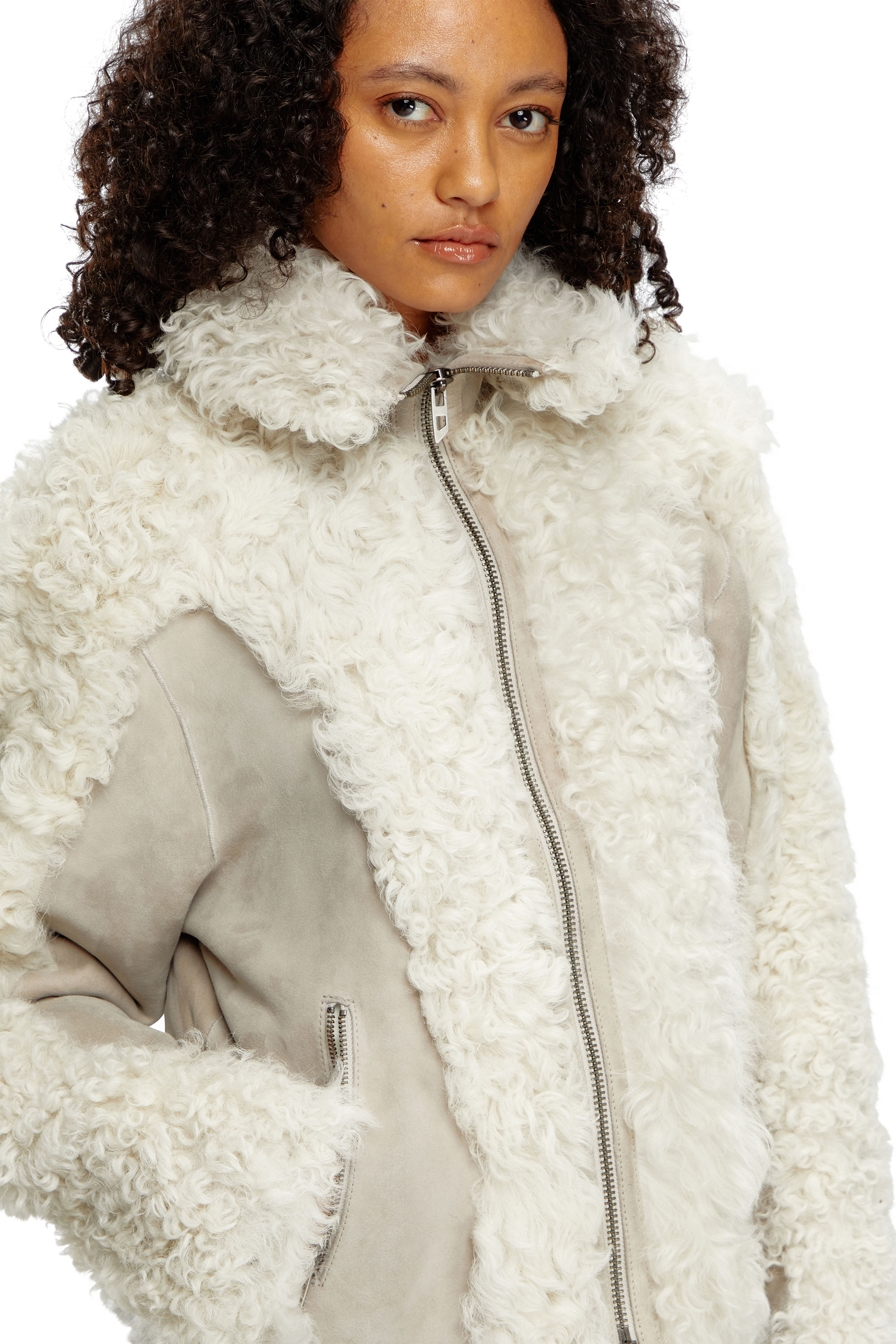 Diesel - L-AUREL, Woman's Shearling jacket in White - 4