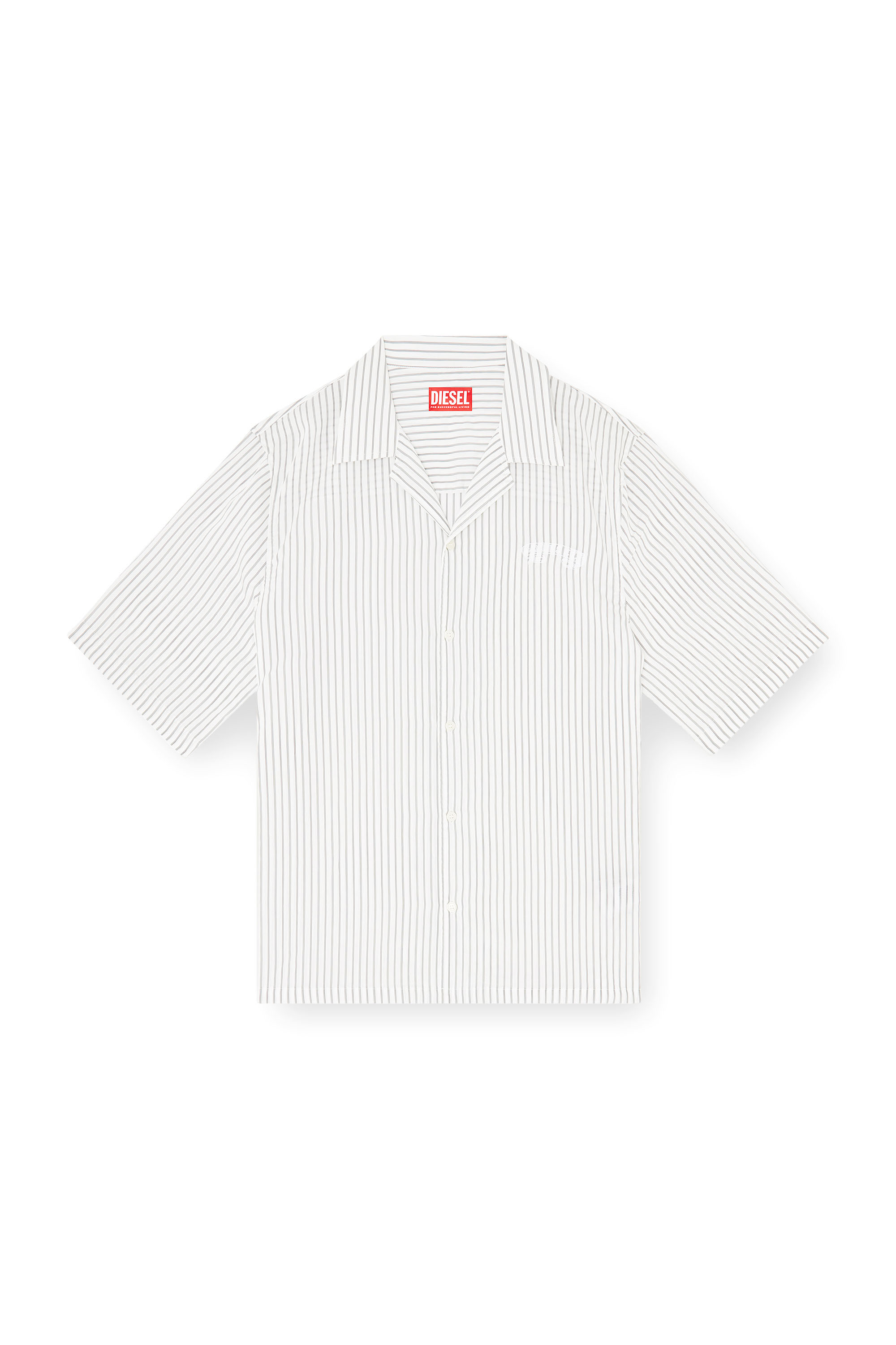 Diesel - S-MAC-EFBV, Man's Half-sleeve shirt in pinstripe modal in White/Grey - 2