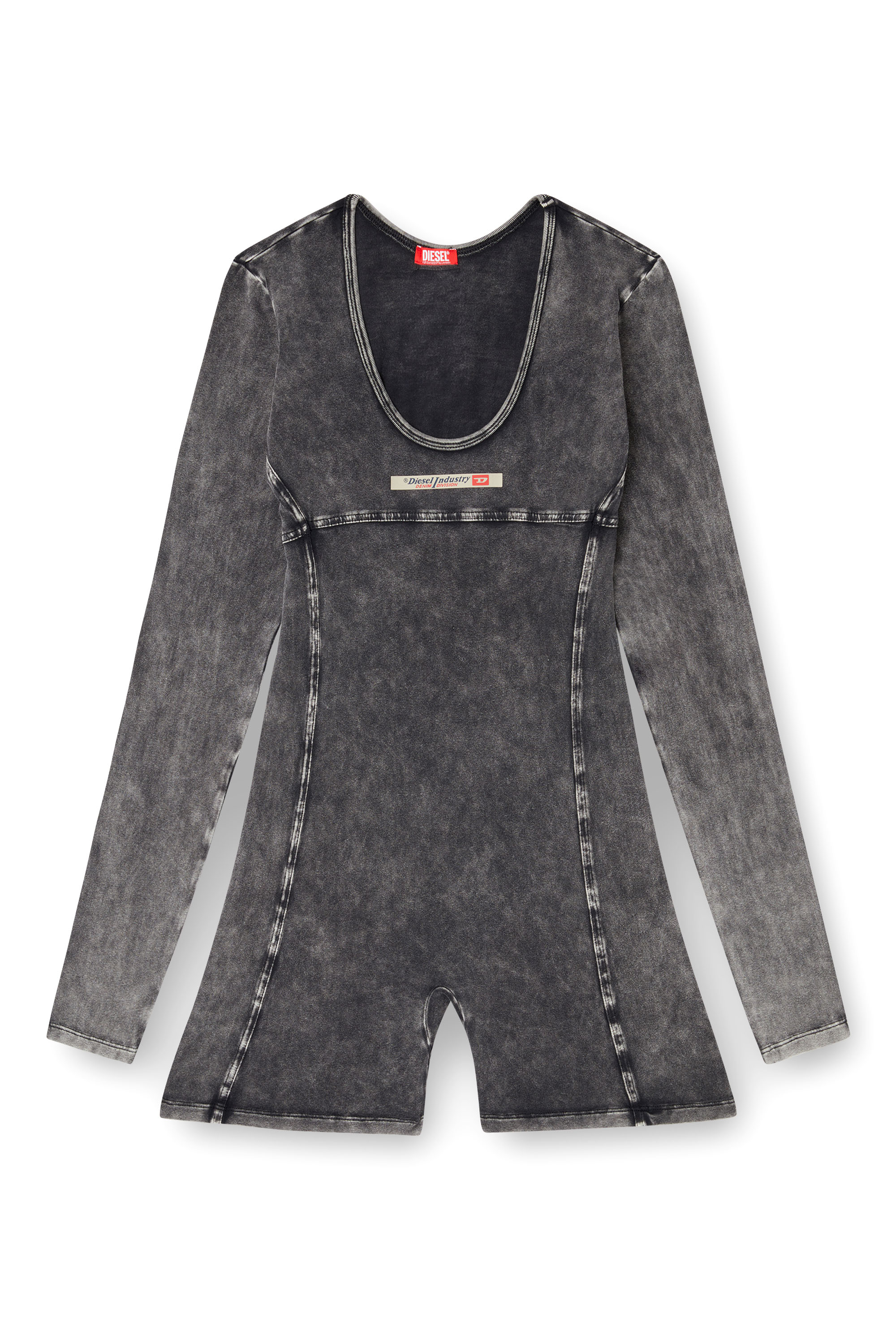 Diesel - KARIM-DNM, Woman's Playsuit in denim-effect jersey in Black - 4