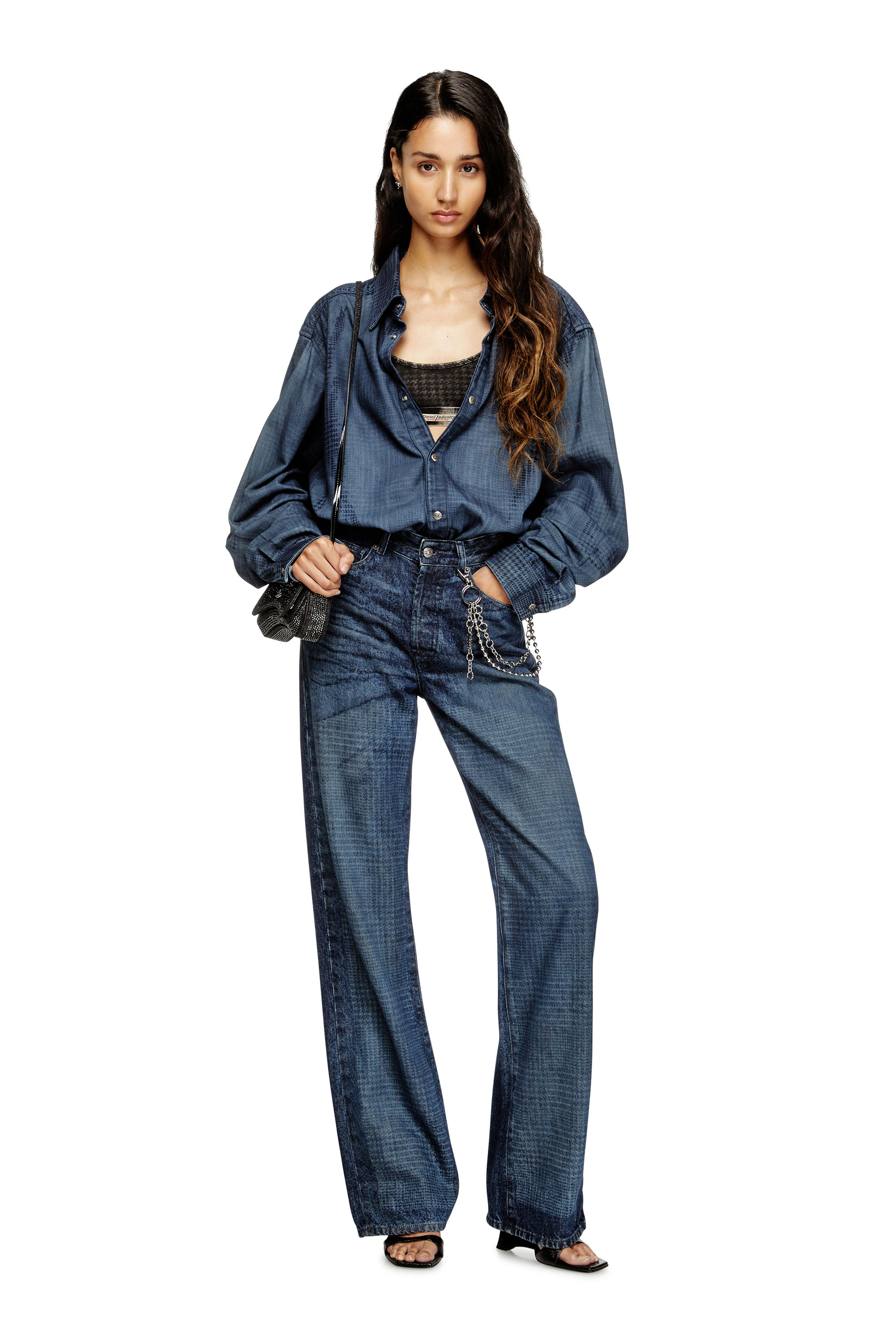 Diesel - ARIEL-DNM, Woman's Cotton bralette with all-over print in Dark grey - 5