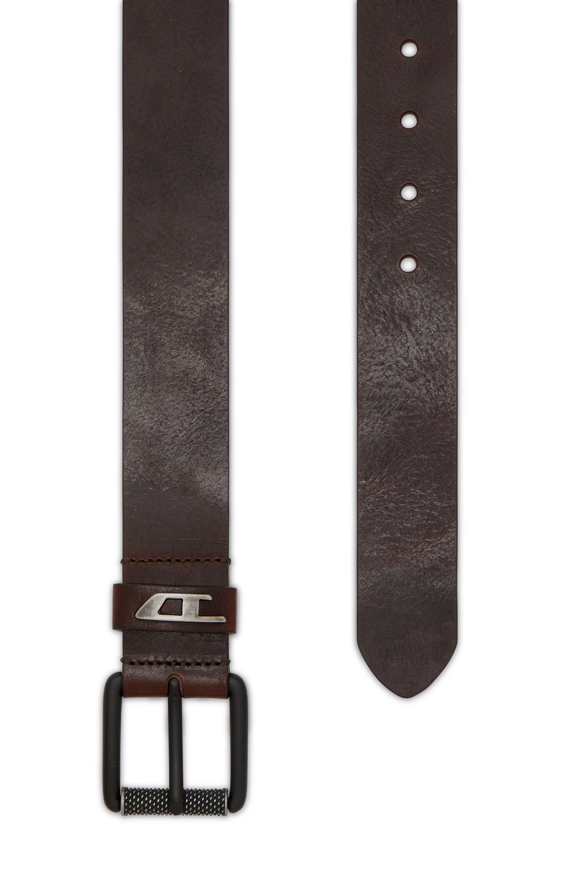 Diesel - B-DAVE II, Man Shiny leather belt with logo loop in Brown - Image 2