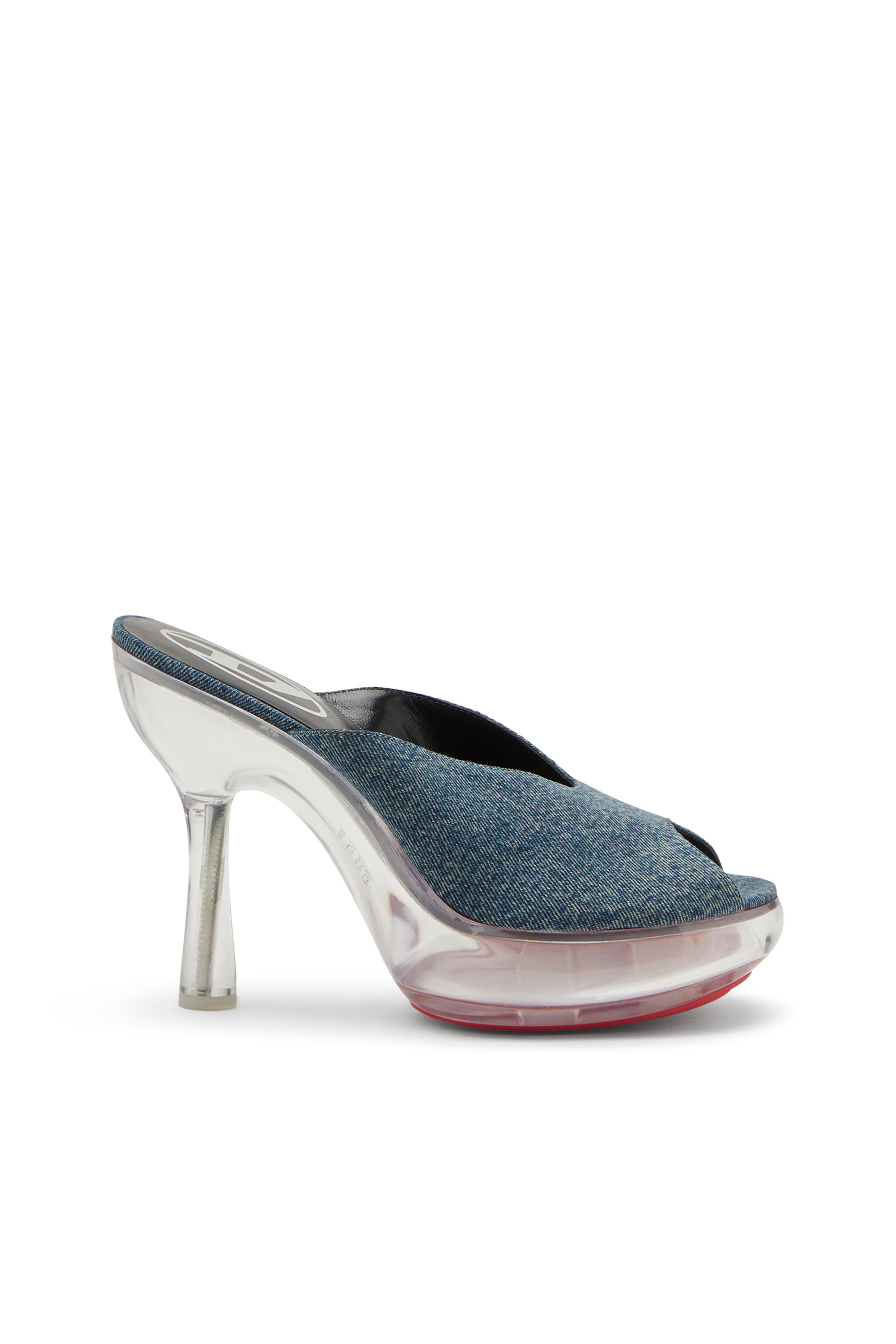 Diesel - D-LAKE PLATFORM SDL, Woman's D-Lake-Platform mules in denim and plexiglass in Blue - 1