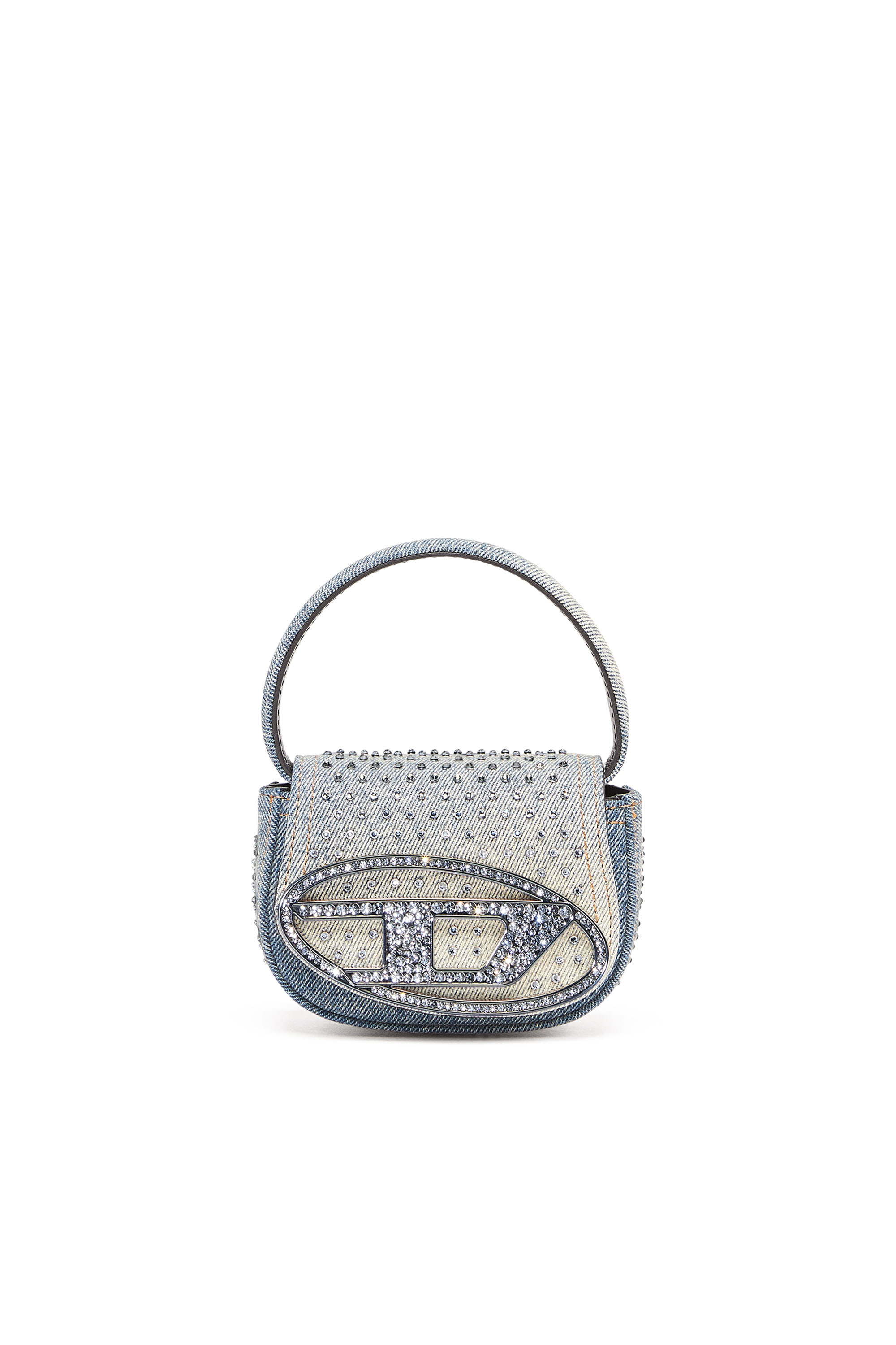 Diesel - 1DR XS, Woman's 1DR XS - Iconic mini bag in denim and crystals in Light Blue - 2
