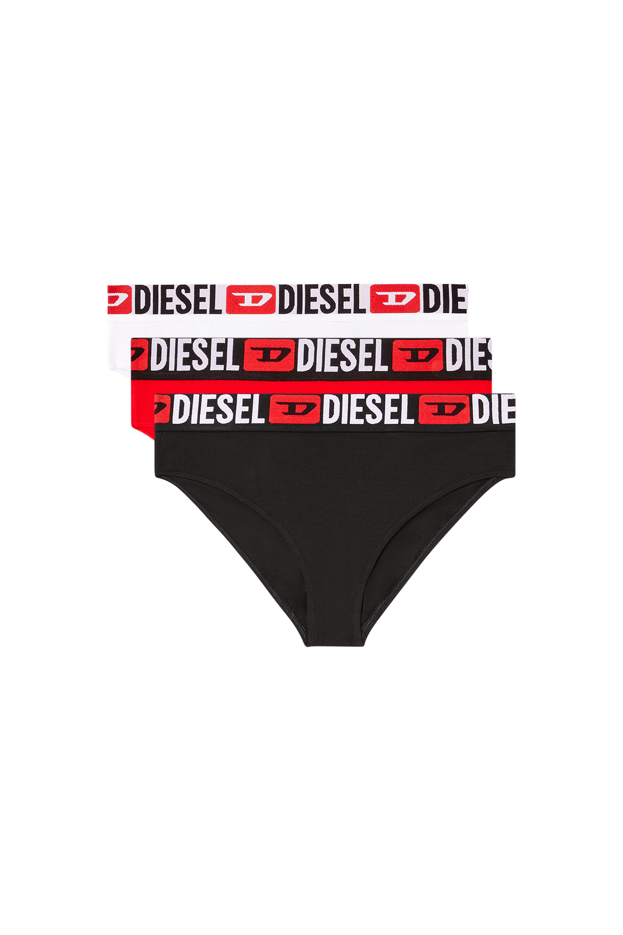 Diesel - SAM-D-CORE-3PACK, Woman's Three-pack briefs with maxi-logo waist in Red/Black - 1