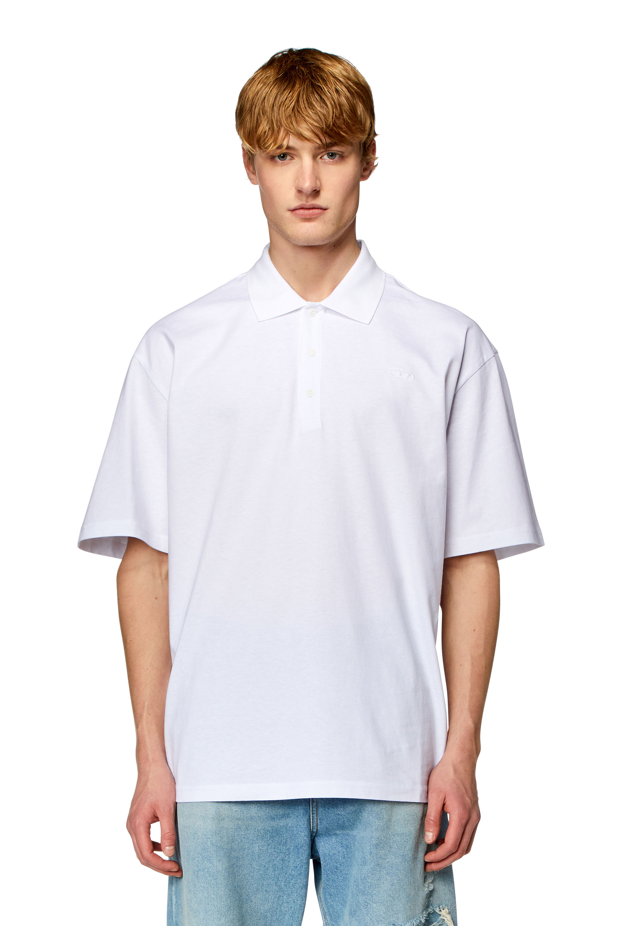 Diesel - T-VORT-MEGOVAL-D, Man Polo shirt with maxi oval D embroidery in White - Image 4