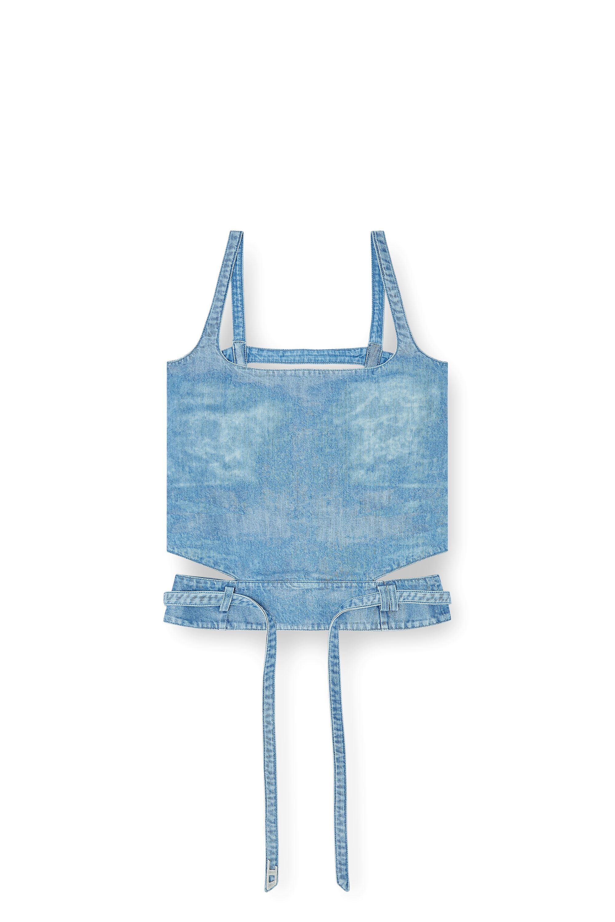 Diesel - DE-SAYRA-FSI2, Woman's Open-back top in satin denim in Blue - 3