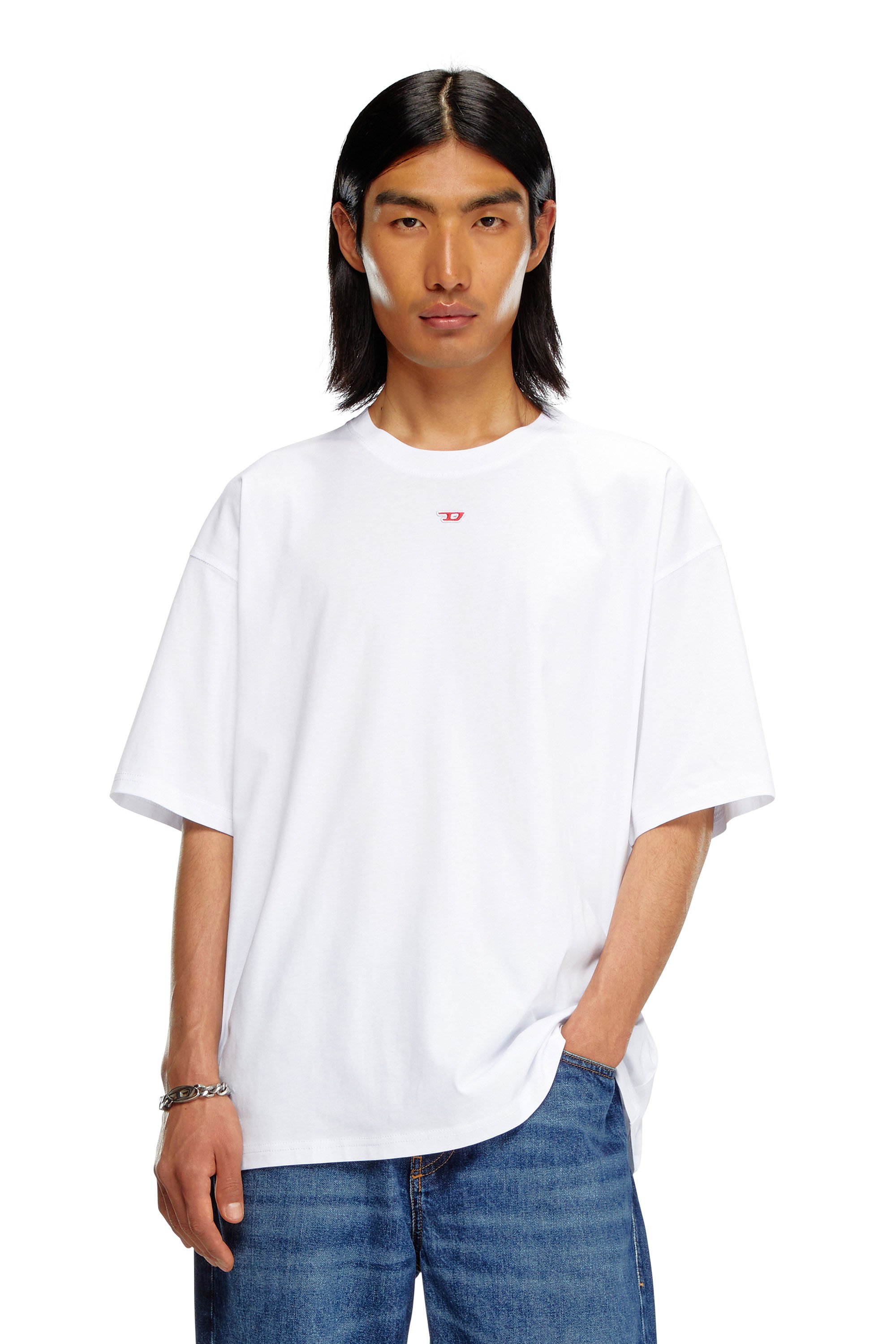 Diesel - T-BOXT-D, Unisex T-shirt with embroidered D patch in White - Image 1