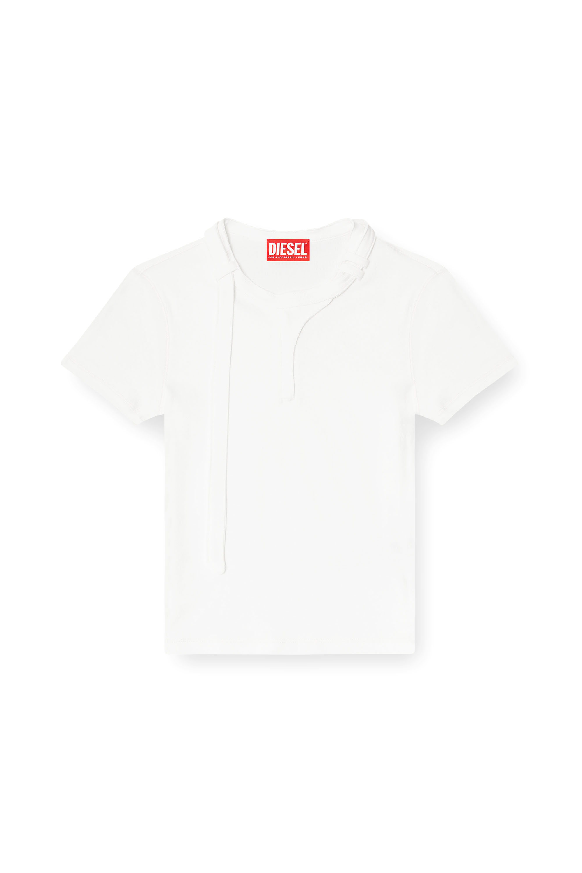 Diesel - T-IARAS, Woman's Rib-jersey top with biker neck strap in White - 3