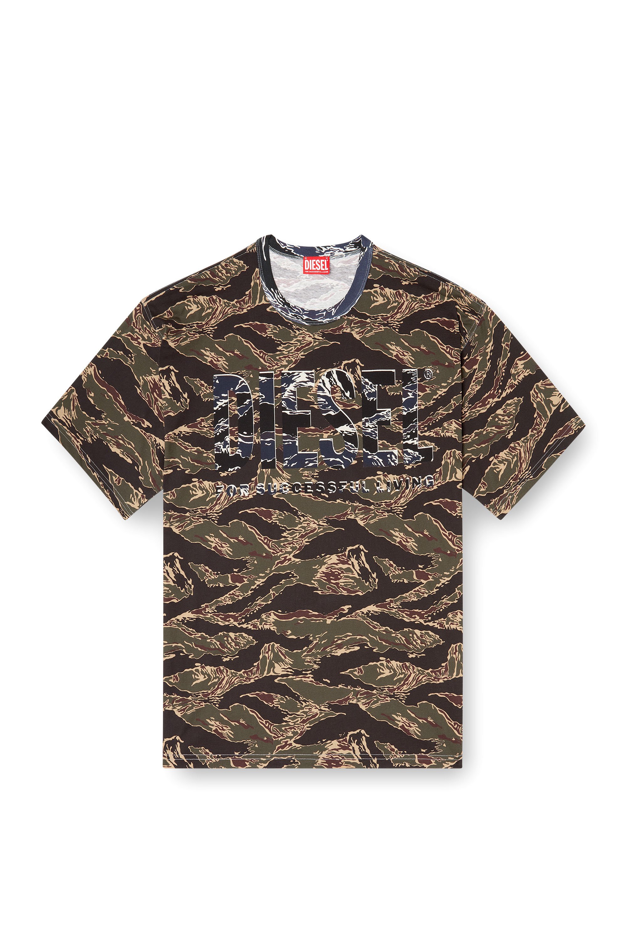 Diesel - T-BOXT-T22, Man's Camo T-shirt with camo logo in Military Green - 3