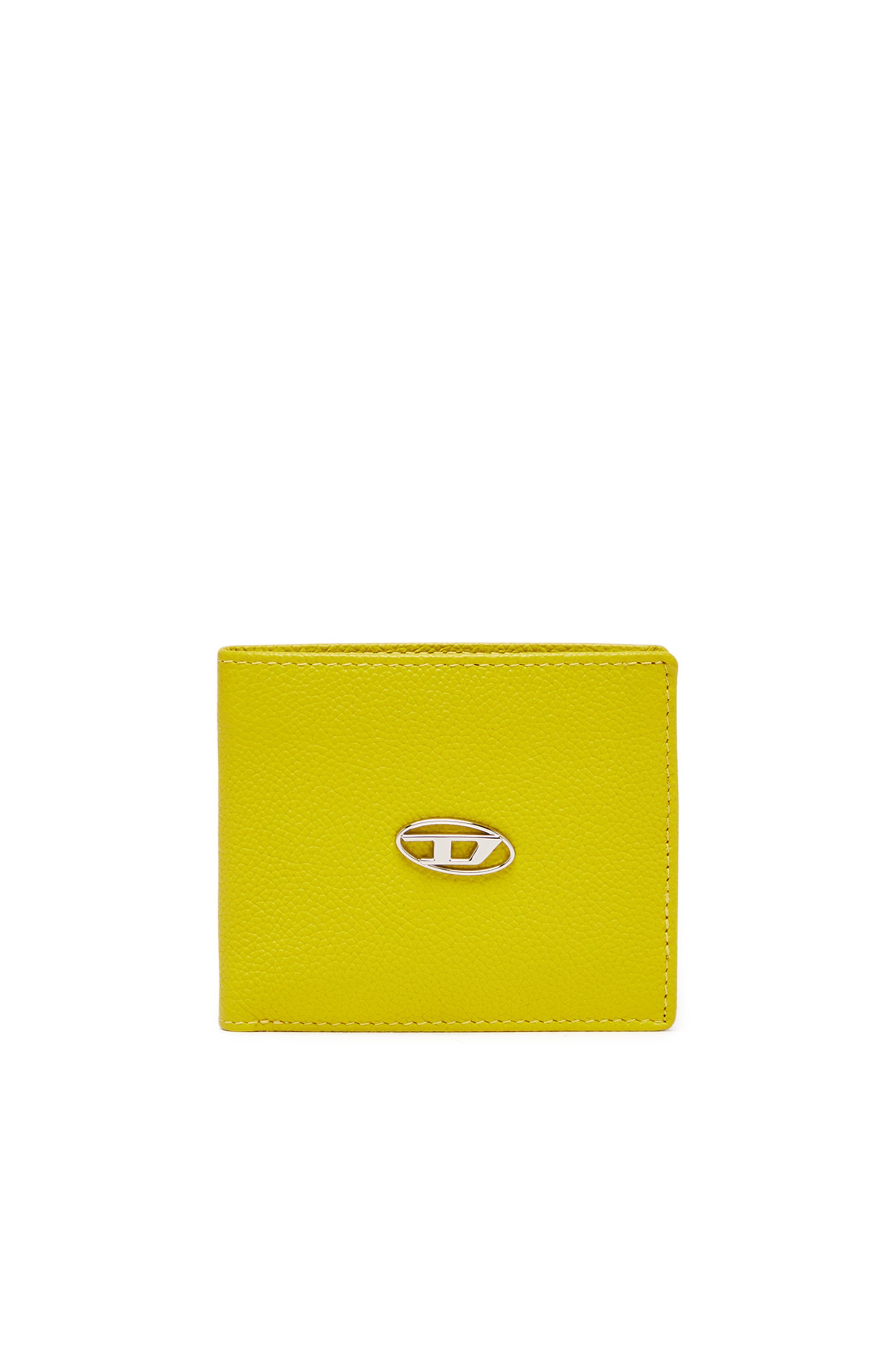 Diesel - BI FOLD COIN S, Man Bi-fold wallet in grainy leather in Yellow - Image 1