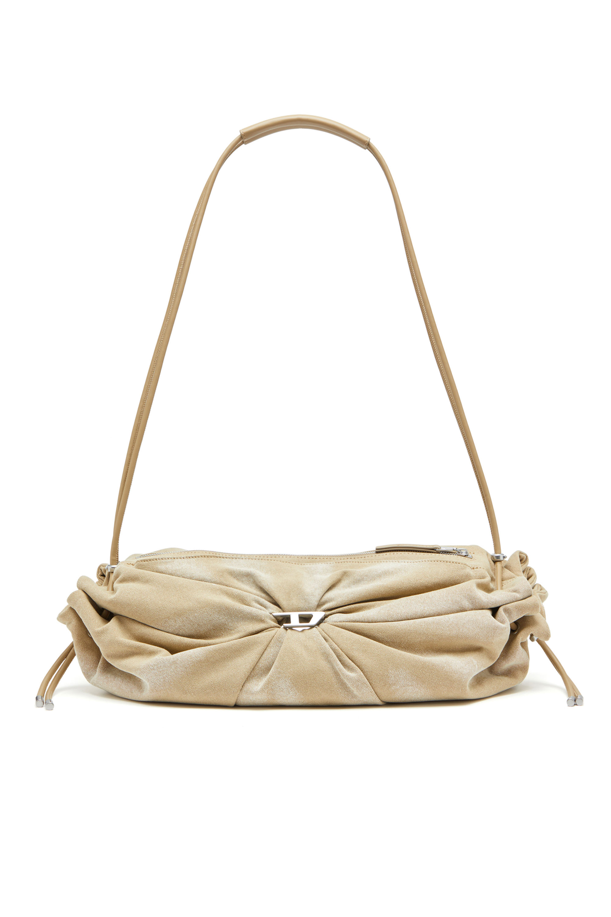 Diesel - SCRUNCH-D CROSSBODY L, Woman's Scrunch-D L-Scrunched duffle bag in treated canvas in Beige - 1