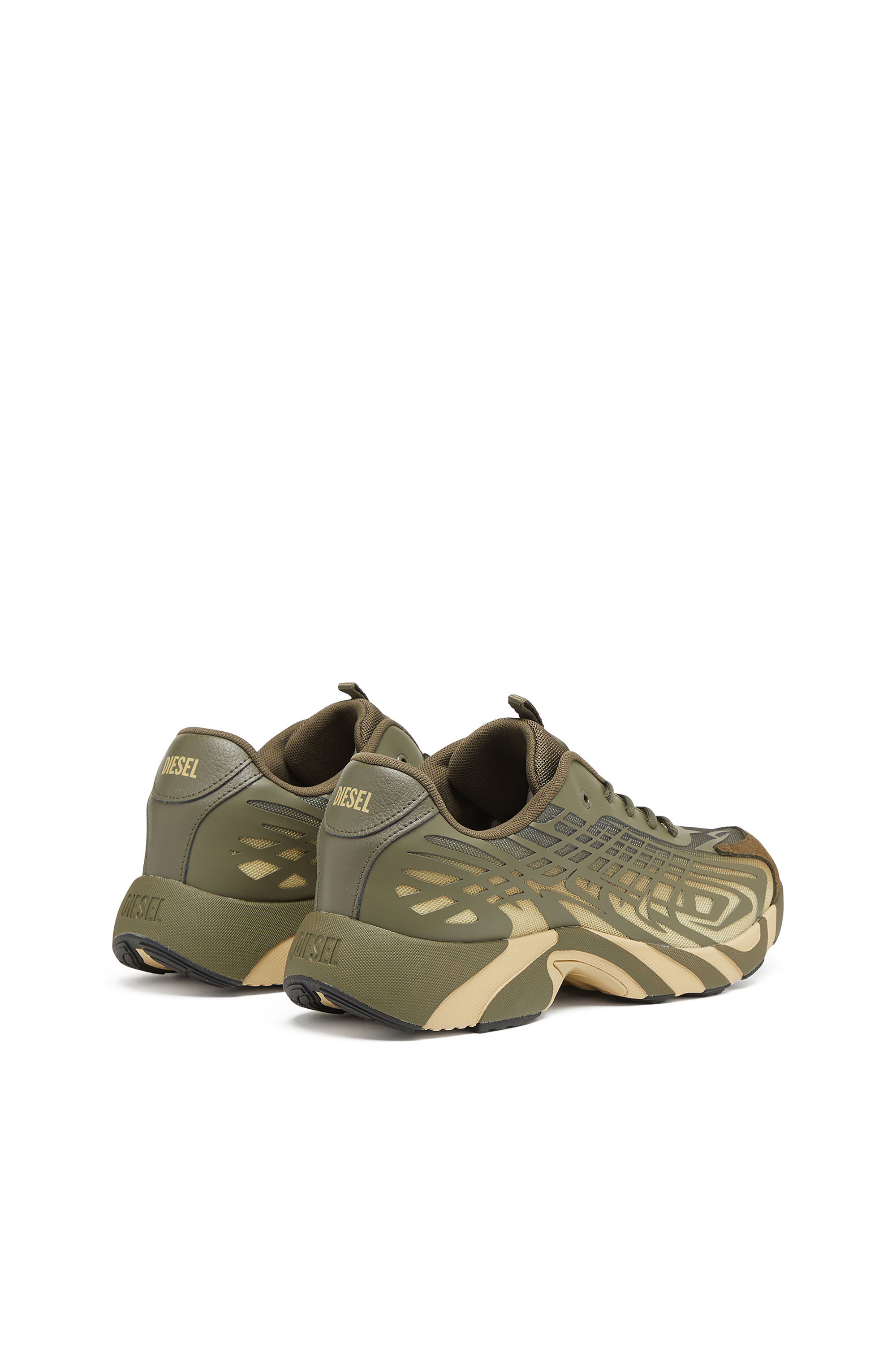Diesel - S-D-VIT'S 500 LOW, Man's D-Vit-Sneakers in striped dégradé mesh in Green/Brown - 3
