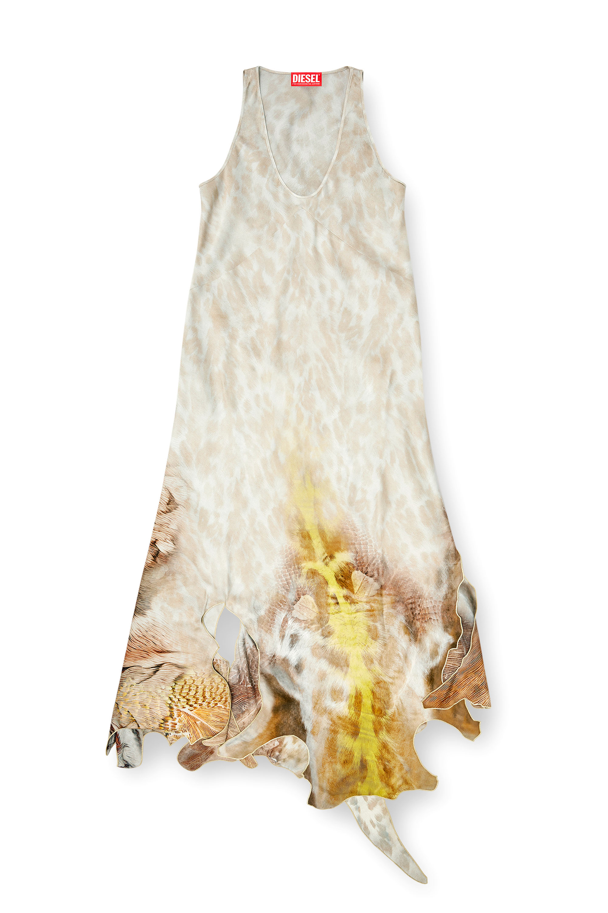 Diesel - D-IKARA, Woman's Long satin dress with hide-effect hem in Beige - 2