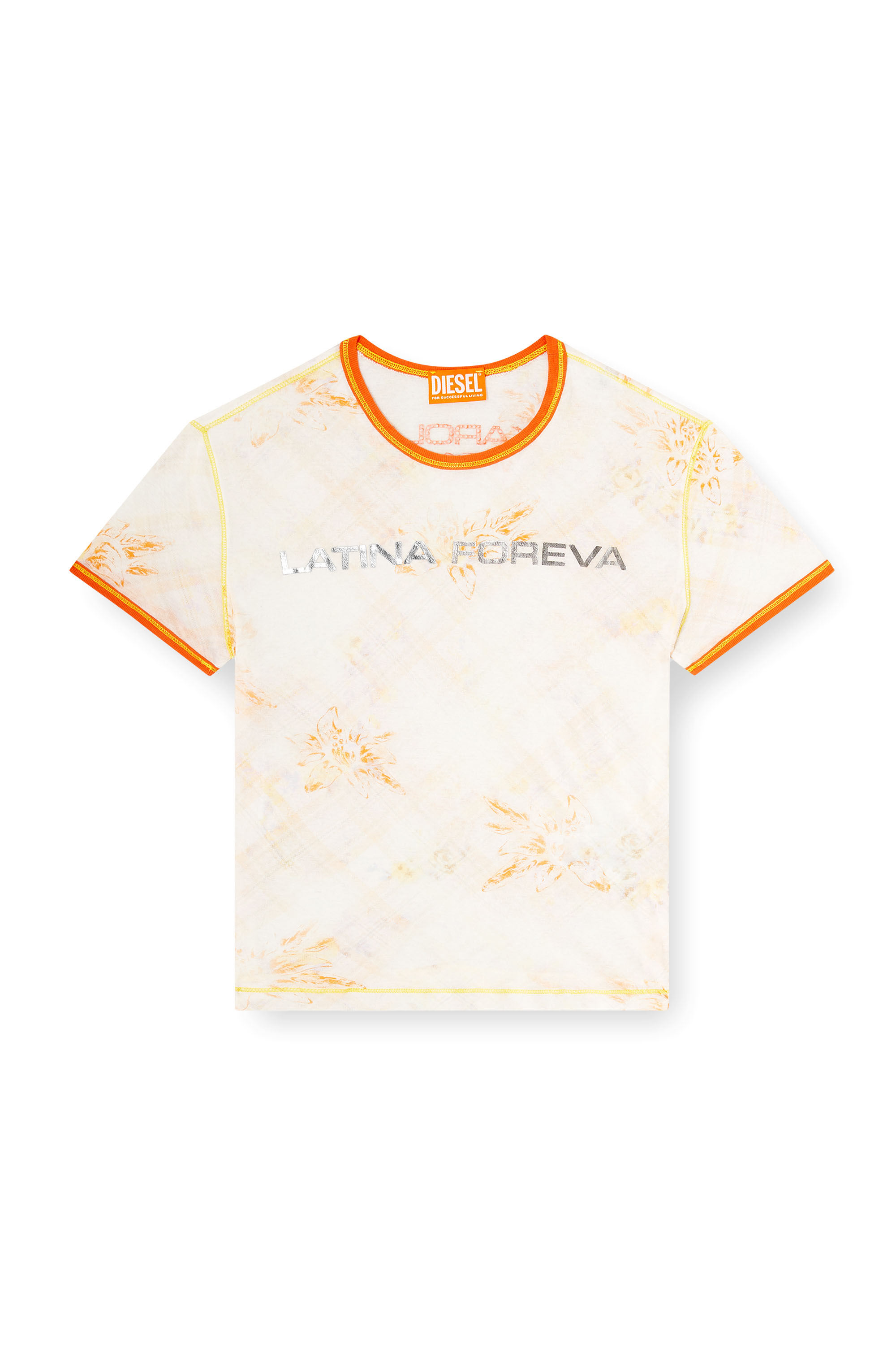 Diesel - T-UNCUTIE-KG, Woman's T-shirt with Latina Foreva print in White/Orange - 2