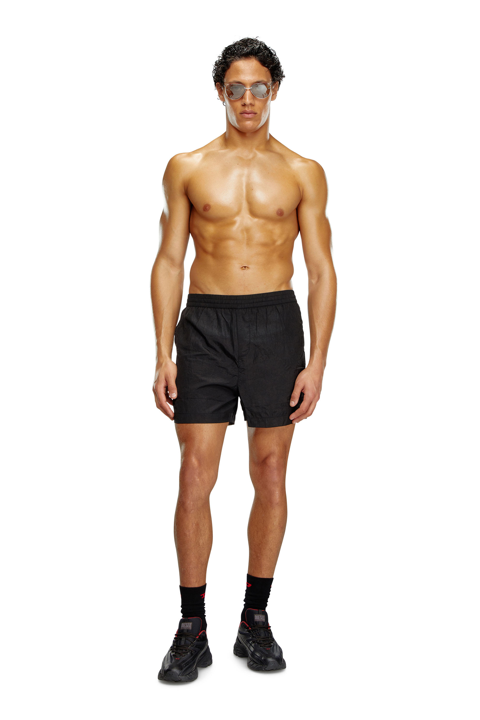 Diesel - BMBX-RIO-41CM-PARACHUTE, Man's Nylon board shorts in Black - 2
