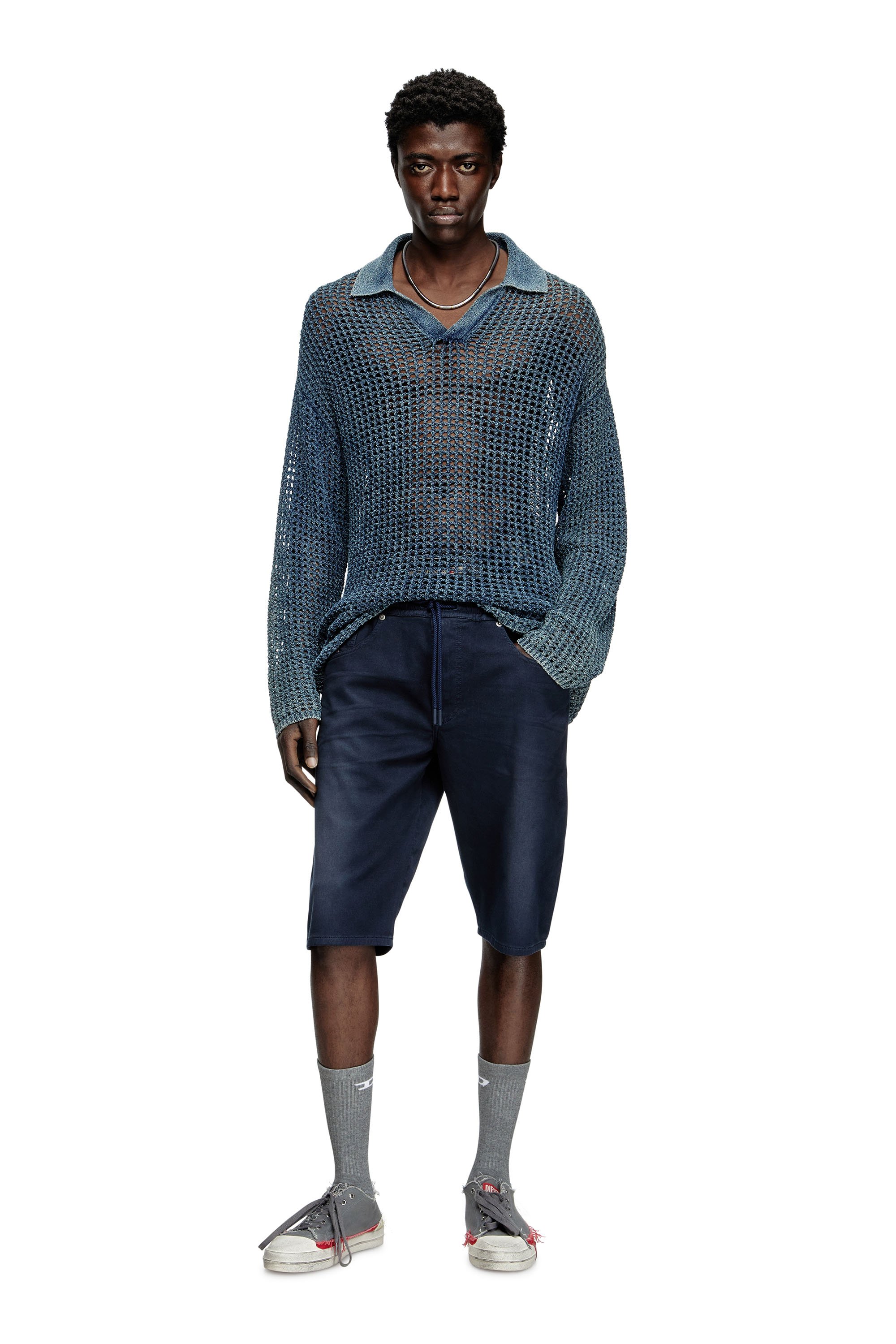 Diesel - 2033 D-KROOLEY-SHORT JOGG, Man's Chino shorts in JoggJeans in Dark Blue - 1