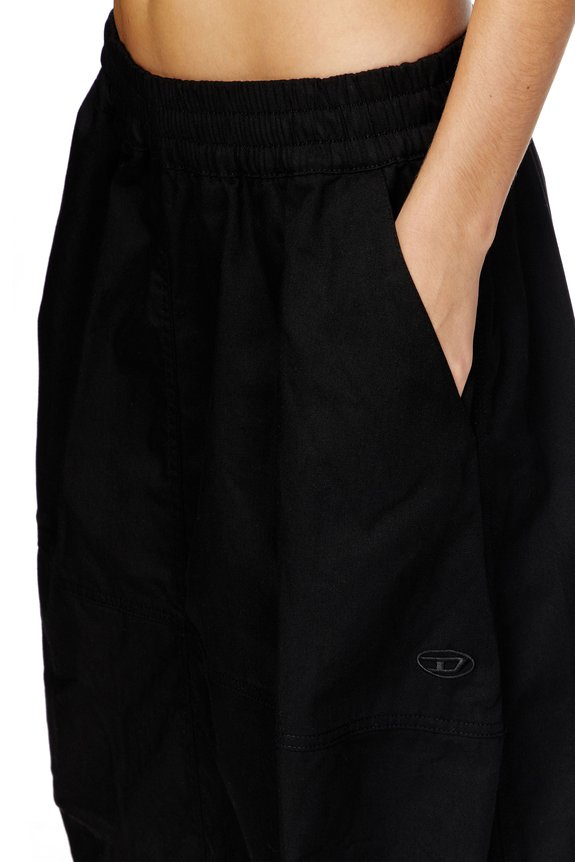 Diesel - O-RIANA-P2, Woman's Long cargo skirt in cotton twill in Black - 4