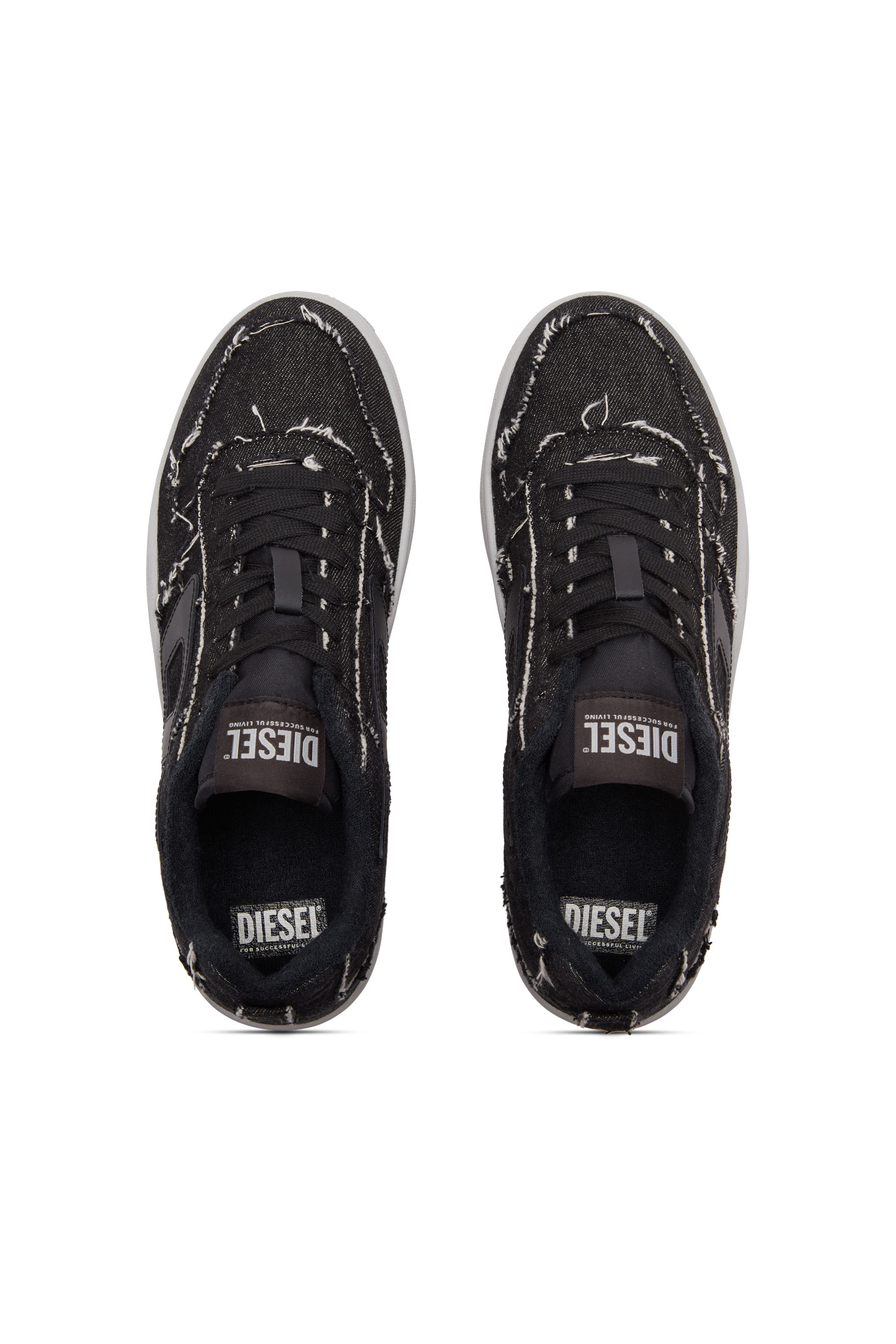 Diesel - S-UKIYO V2 LOW, Man's S-Ukiyo Low-Low-top sneakers in frayed denim in Black - 5