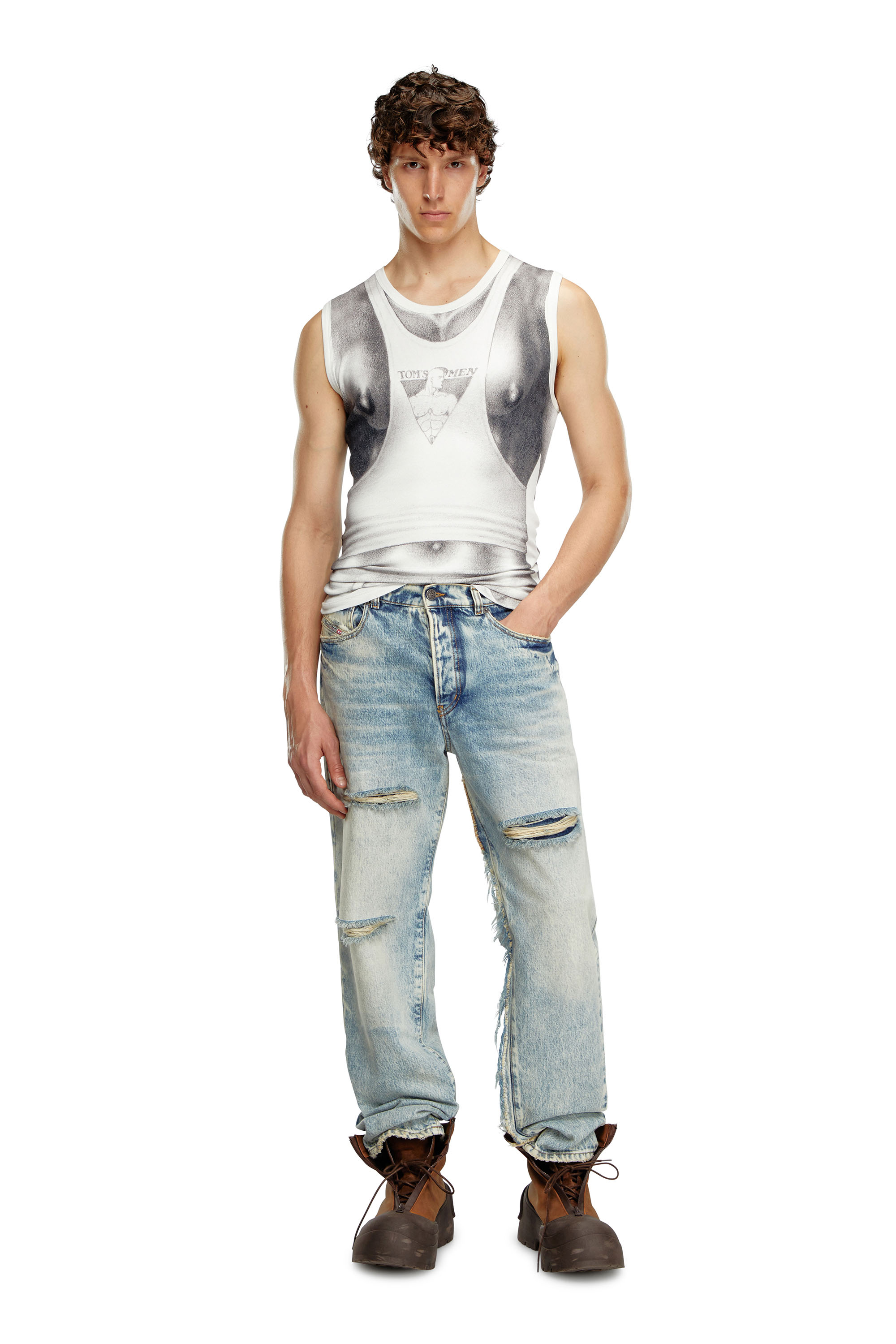 Diesel - PR-T-LIFTY-TOF, Unisex Tank top with all-over print in White - Image 1