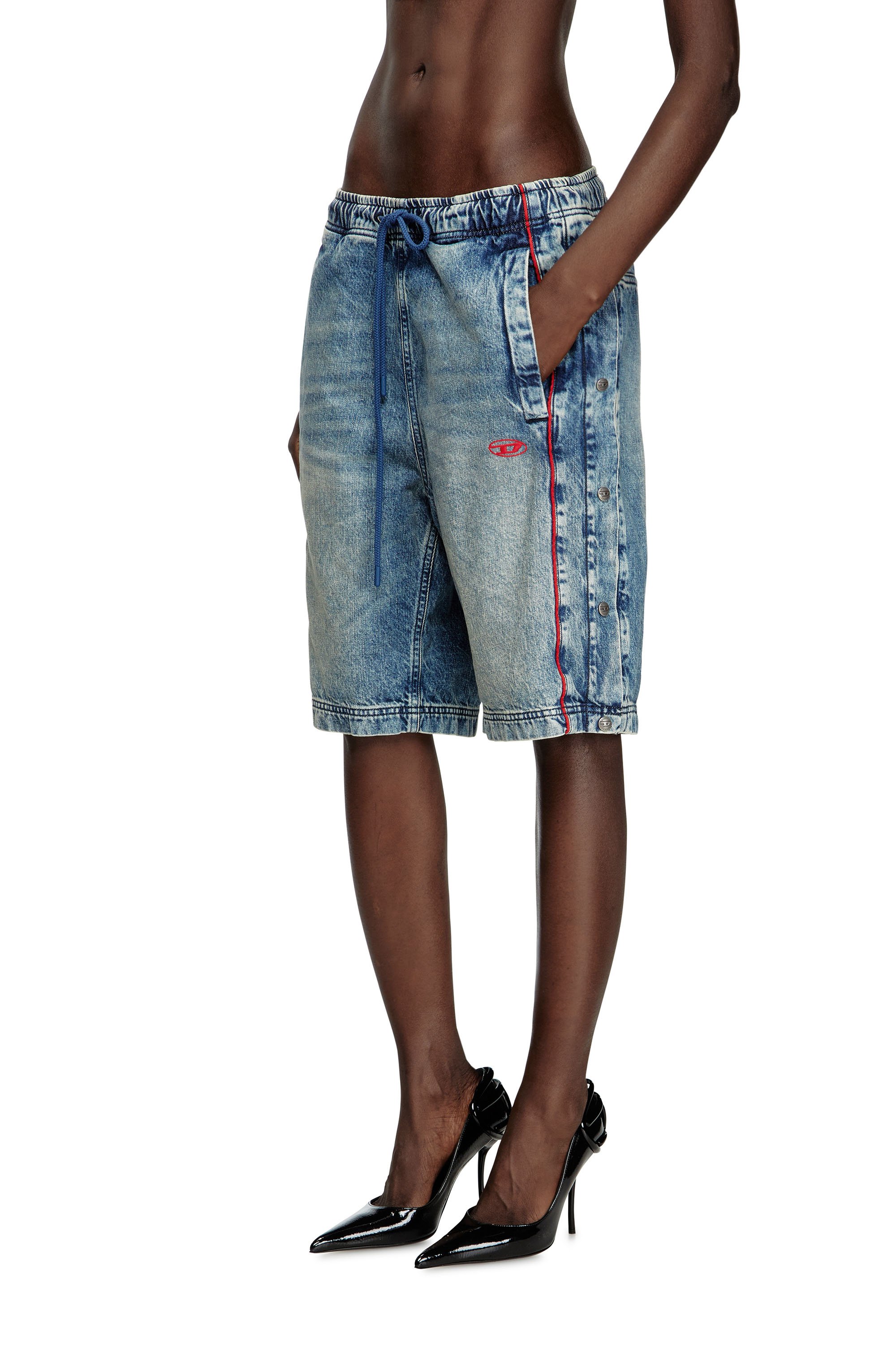 Diesel - D-AXFOR-SHORT-S, Unisex's Denim shorts with red piping in Medium blue - 7