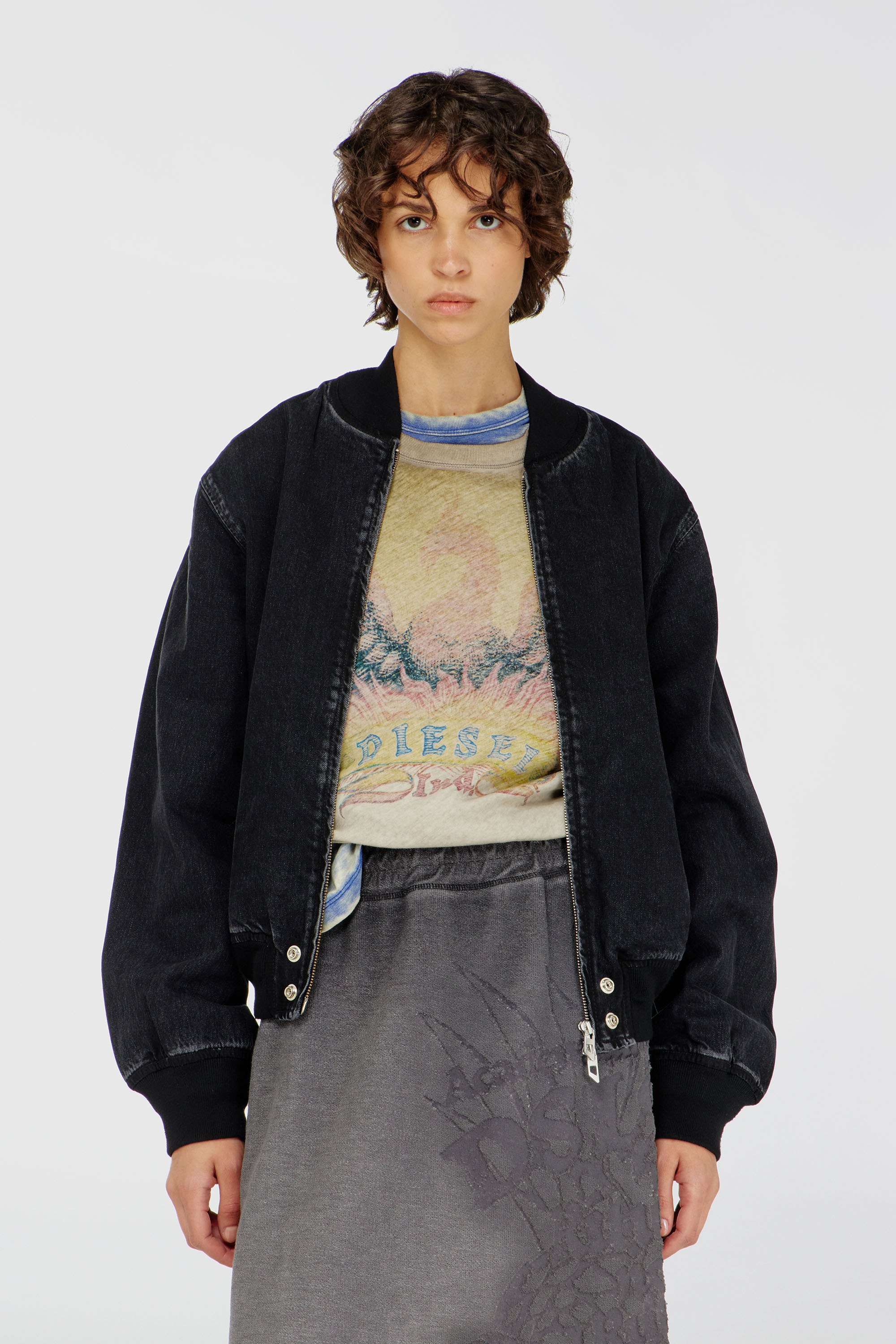 Diesel - D-GUZ, Unisex's Bomber jacket in denim in Black - 6