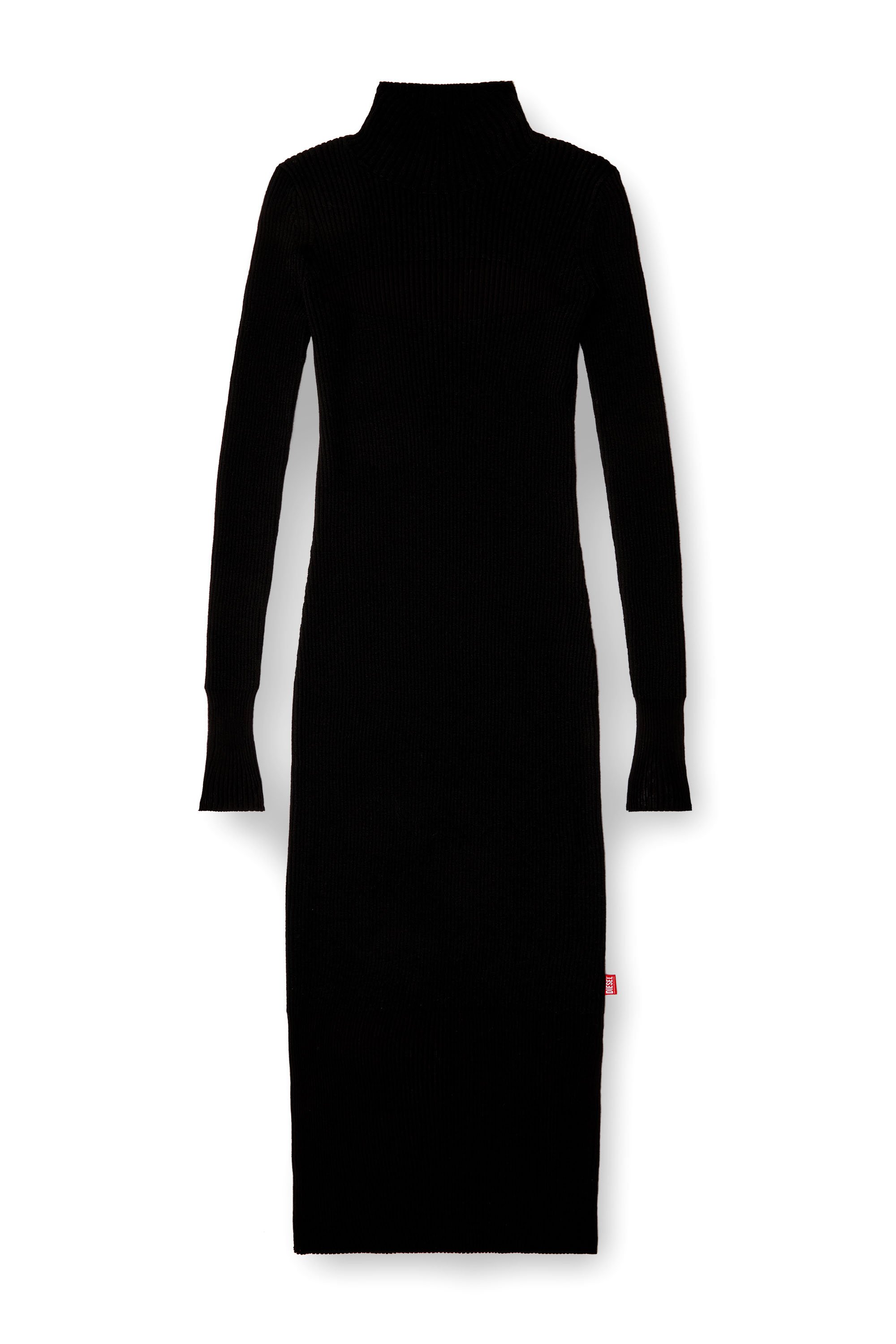 Diesel - M-SLINT, Woman's Rib-knit midi dress with sheer panels in Black - 3