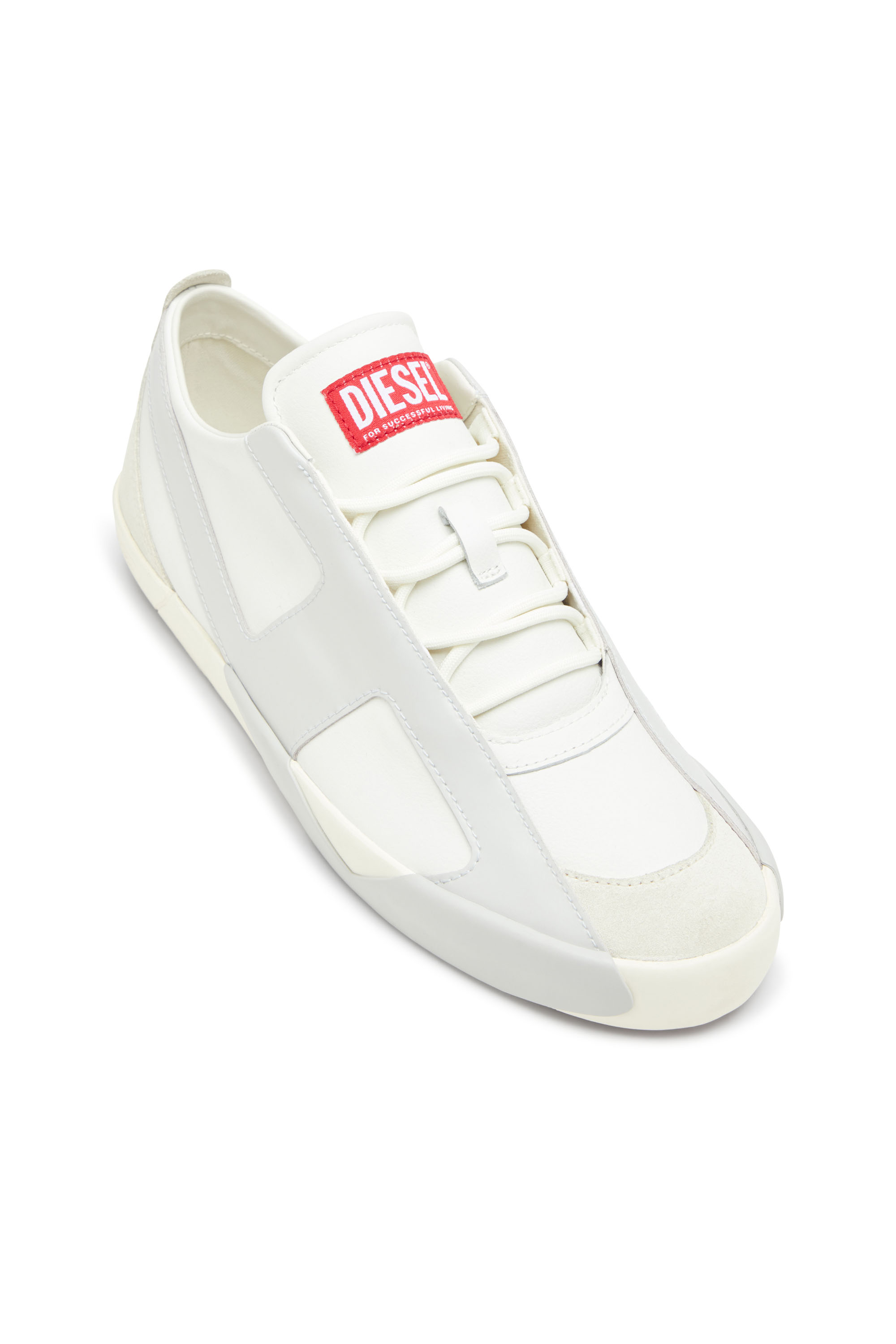 Diesel - S-SLANTE-D LOW, Man's S-Slante-D-Sneakers in suede and leather with D logo in White/Grey - 6